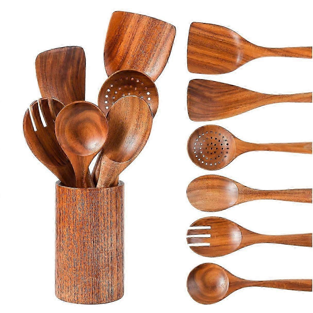 2025 Wooden cooking spoon set, 6-pack, 30.48 cm