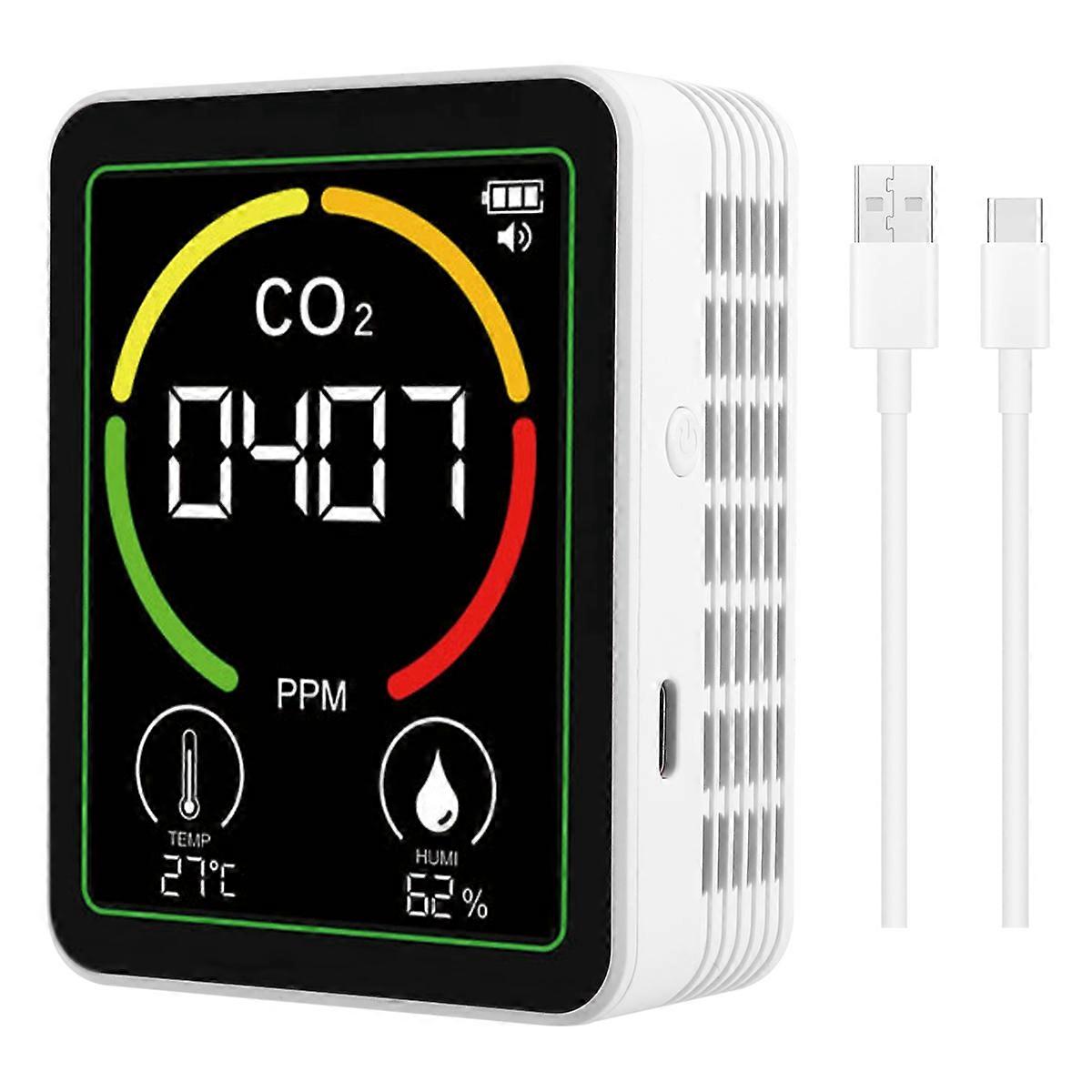 MT03 Air Quality Monitor CO2 Temperature Humidity Tester CO2 Detector Carbon Dioxide Detector White