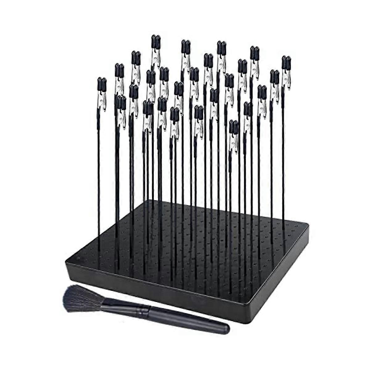 Model Painting Stand Base (19 x 14 Holes) and 26PCS Alligator Clip Sticks Set Modeling Tools (7.87