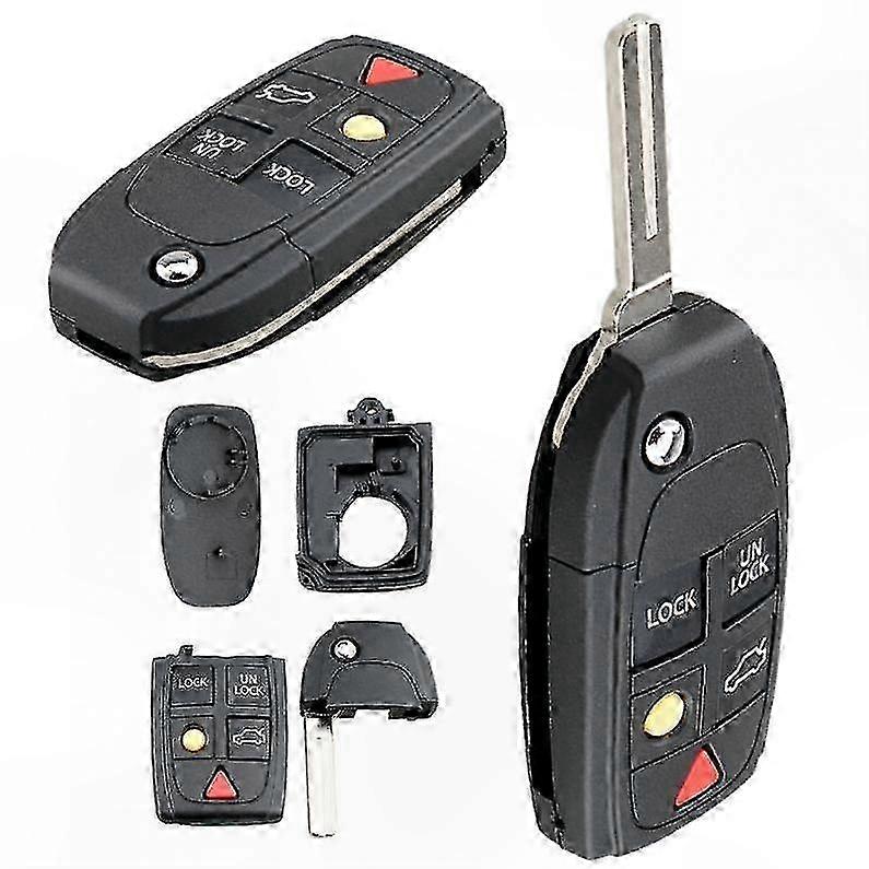 Foldable Replacement Shell for 5-Button Car Key Remote Control, Compatible with S60 S80 V70 XC70 XC90 Models