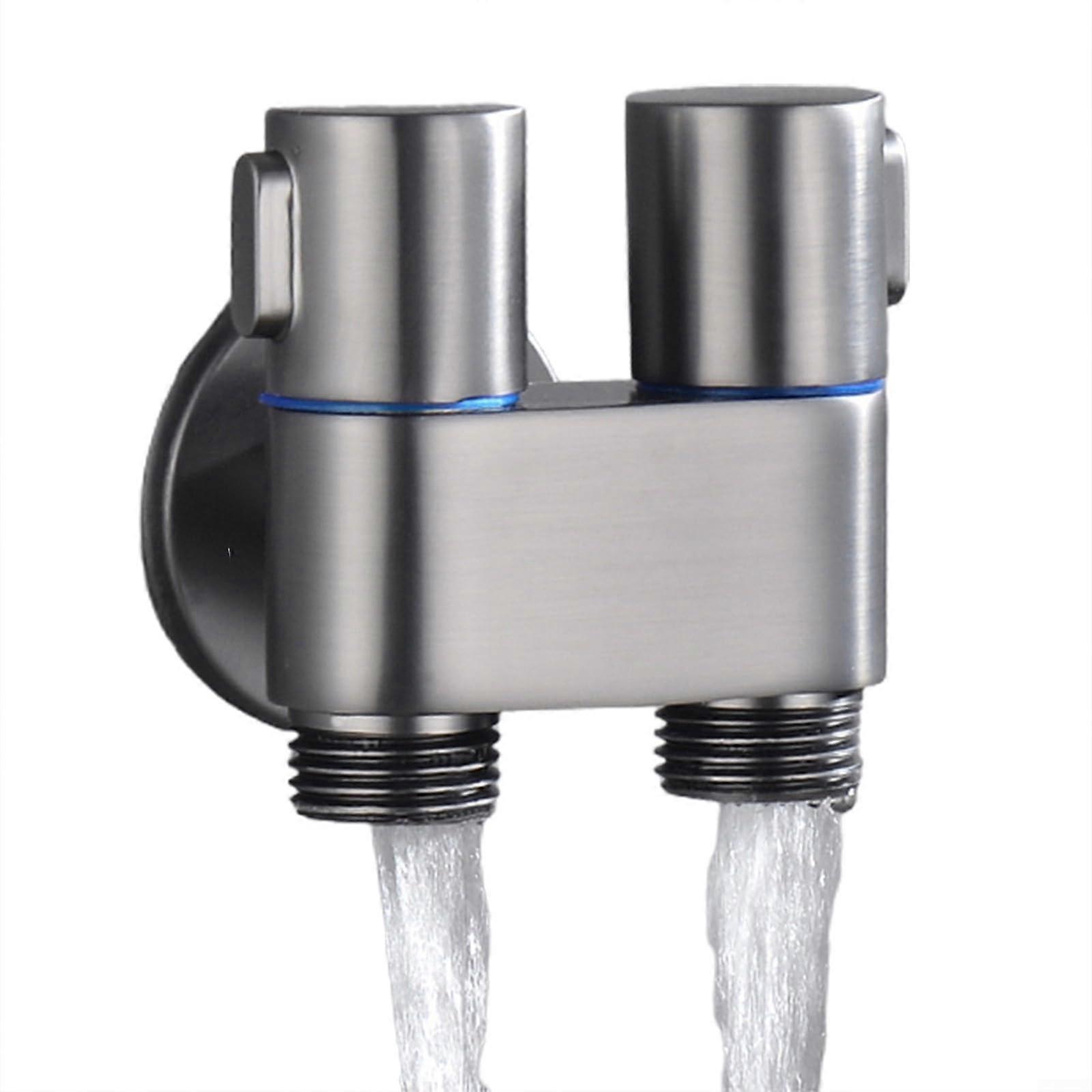 Dual Control Triangle Valve For Water Heater And Shower Head Installation Gray Finish