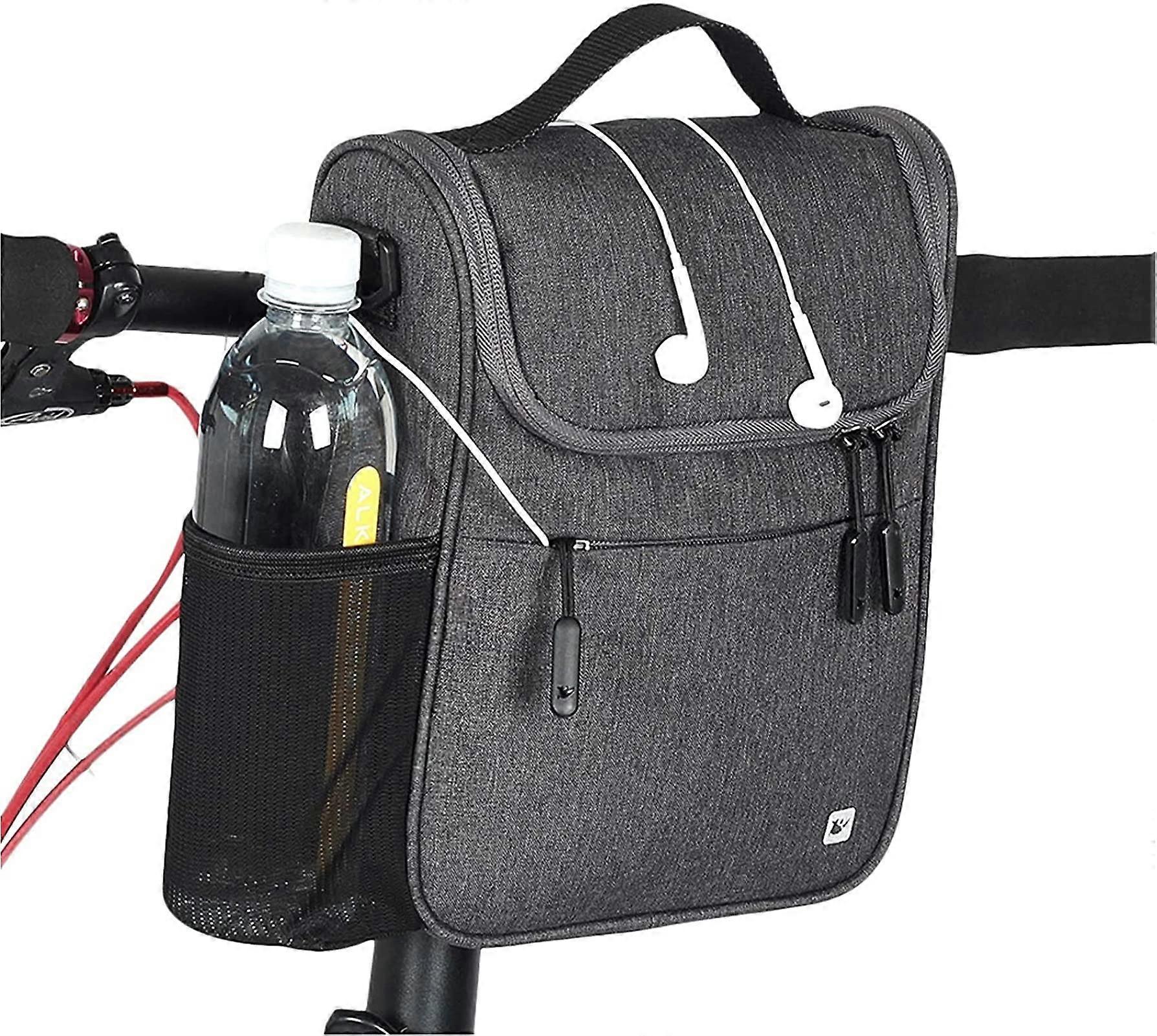 Bicycle Front Bag LargeCapacity MultiFunction Front Handle Bag Folding Bike And EBike Compatible Grey