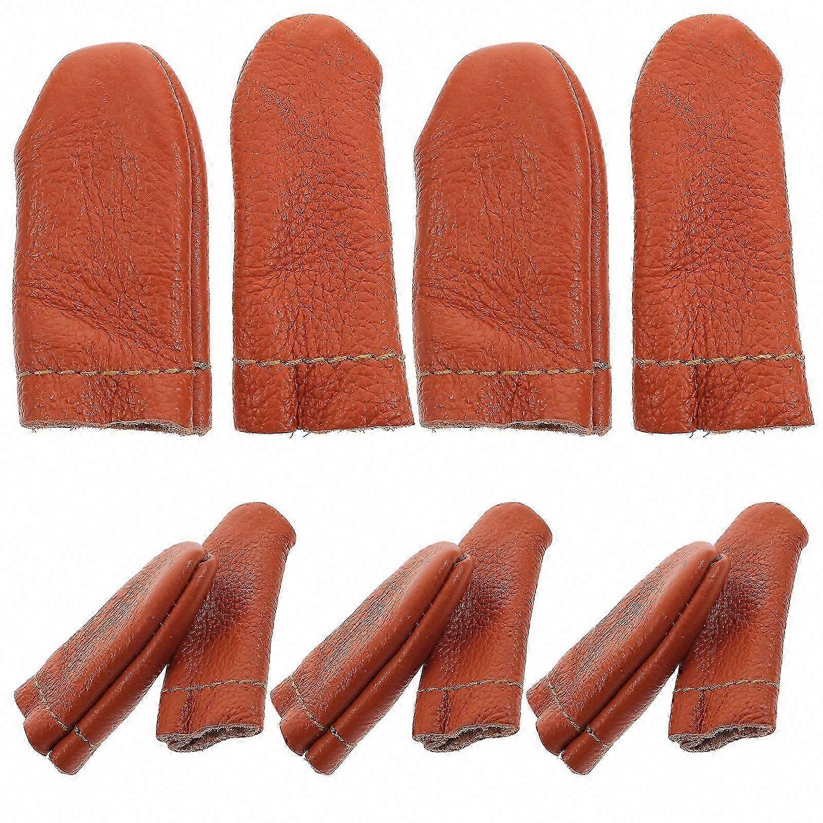 10 Pairs Leather Thimble Finger Protectors, Practical Finger Cots for Sewing and Crafting (Random Color)
