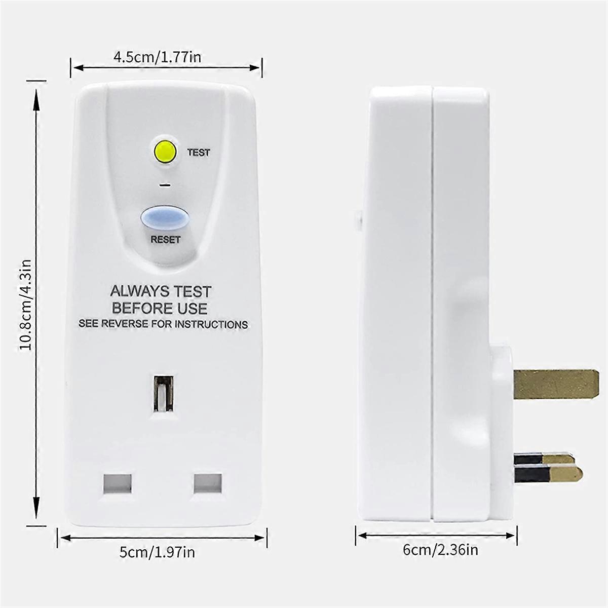 UK Standard 13A RCD Plug PRCD Leakage Protection Adapter Socket 30mA White Polycarbonate UK Plug