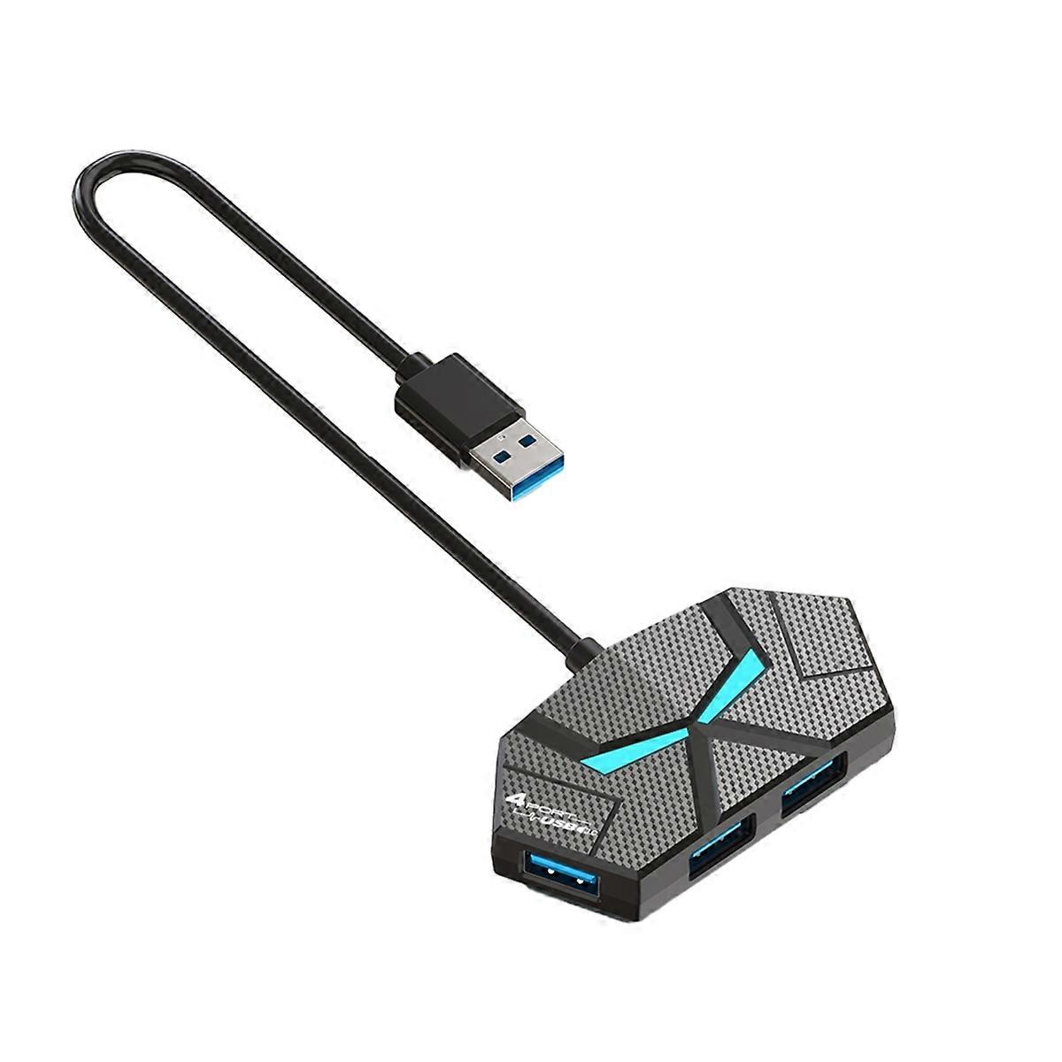4 Ports USB 3.0 HUB USB Docking Station USB Splitter Adapter 5Gbps High Speed Transmission PD Power Supply Black