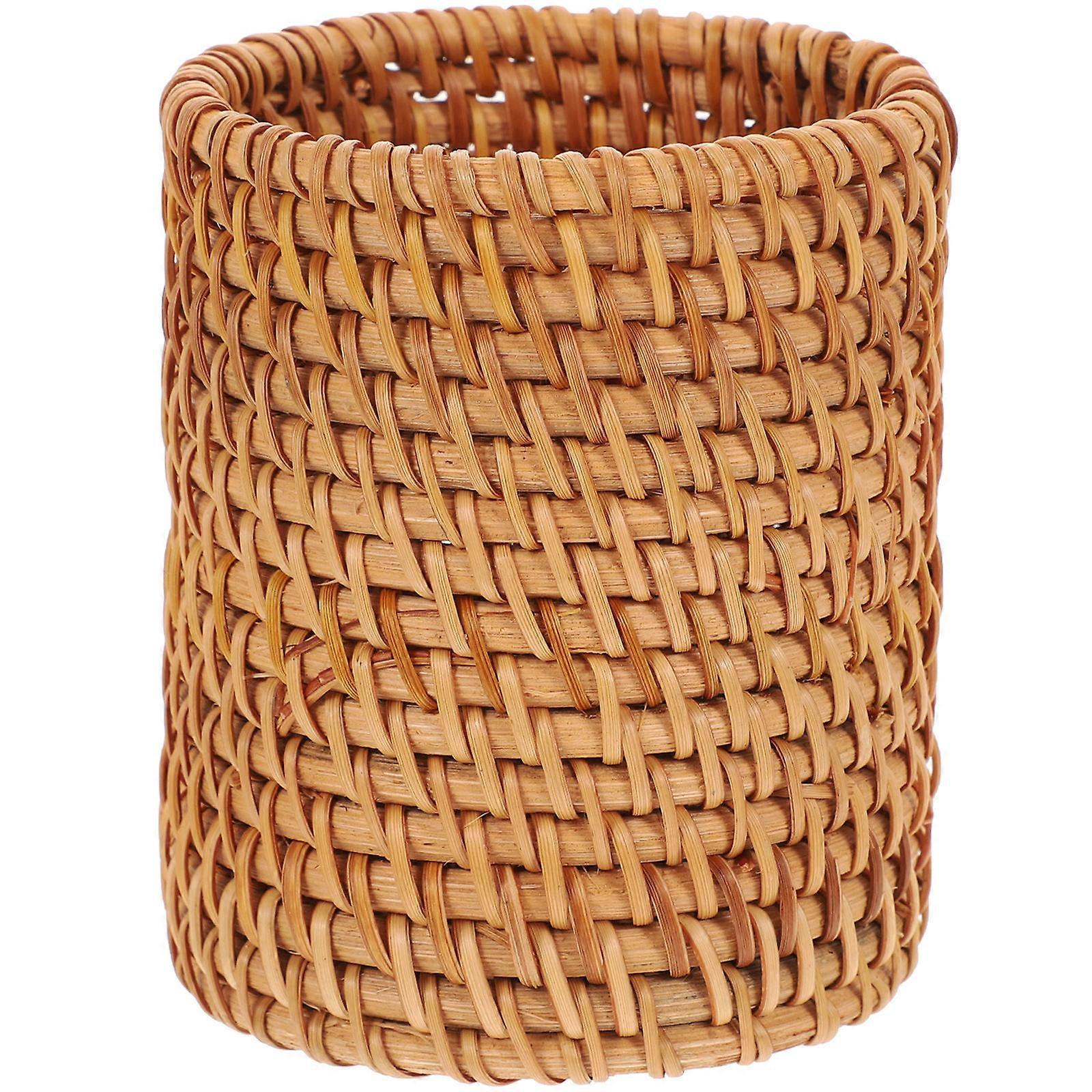 Desktop Pen Holder Rattan Pencil Holder for Storage Use 2Pcs