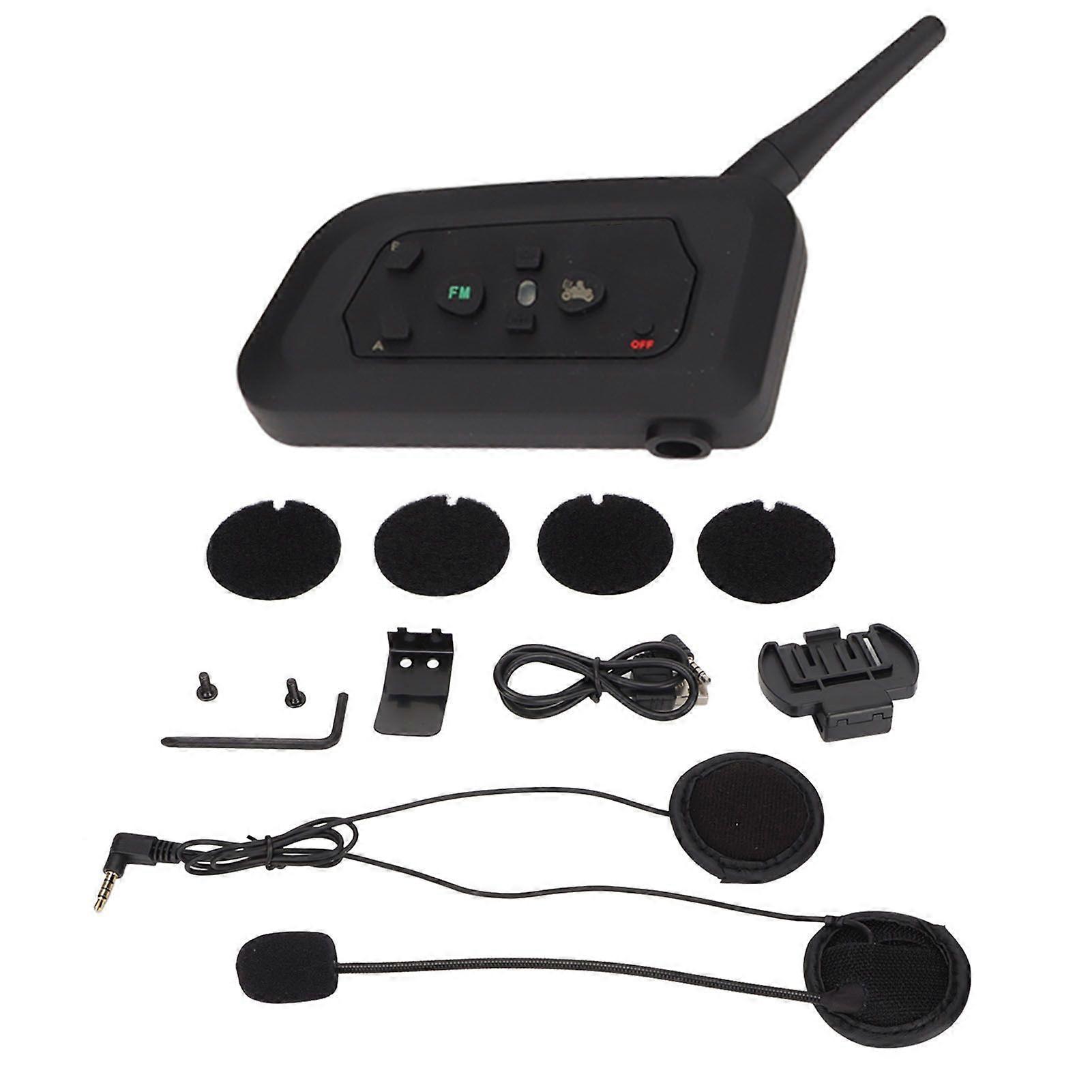 Bluetooth Helmet Headset IP65 Waterproof FM Radio 1000m Talking Range Motorcycle Intercom Headphone for MP3