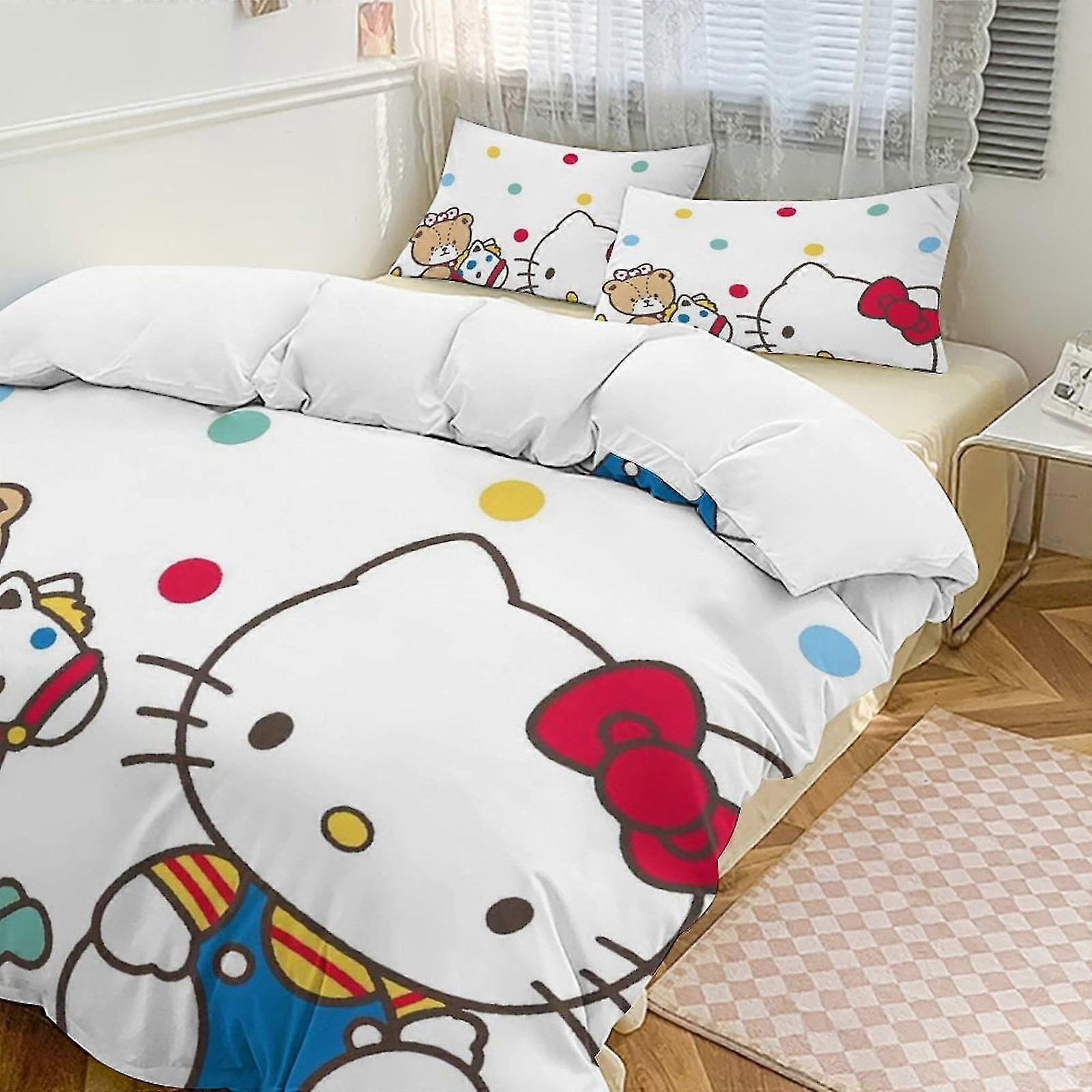 Hello Kitty -Piece Twin Bed Set - Includes  Single Comforter And  Pillowcases Bedding - Fade Resistant Microfiber