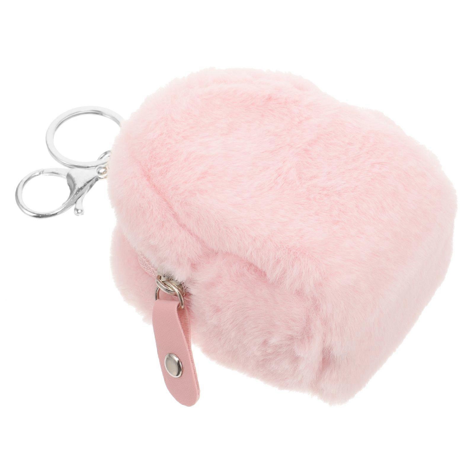 Cute Plush Bag Girl Purse Small Plush Pouch Portable Plush Purse with Keyring
