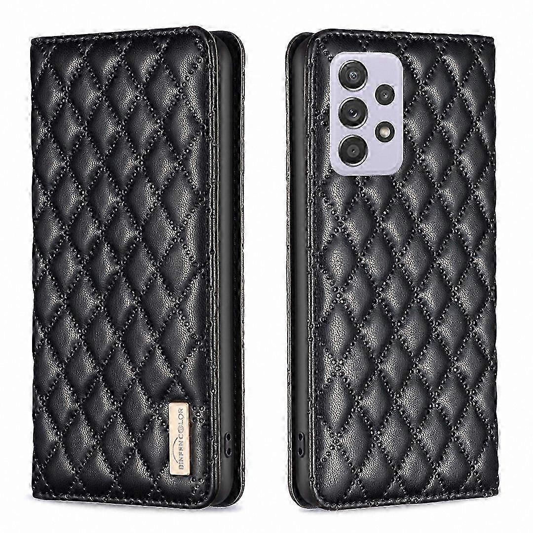 Diamond Lattice Magnetic Flip Leather Case for Galaxy A52 and A52s 5G
