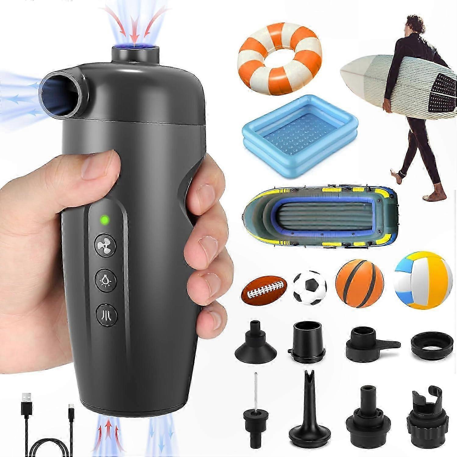 7-Nozzle Electric Air Pump for Boats, Kayaks, Inflatables with Fast Inflate & Deflate Function up to 20 PSI