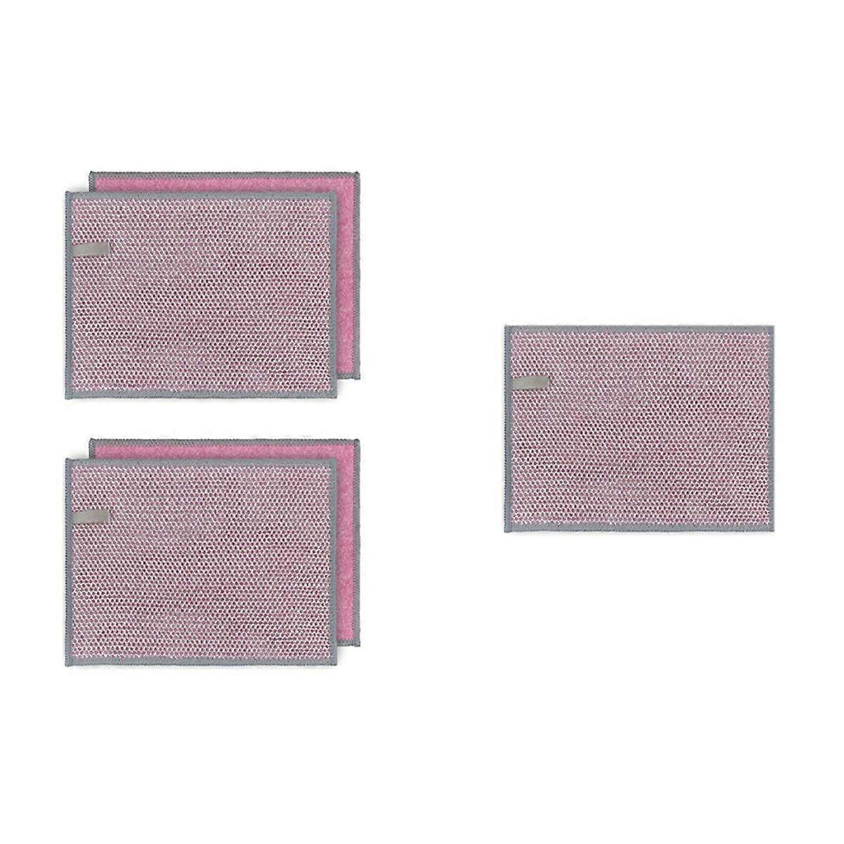 5Pcs Multipurpose Dishwashing Rags Reusable Scrubbing Pads,Pink