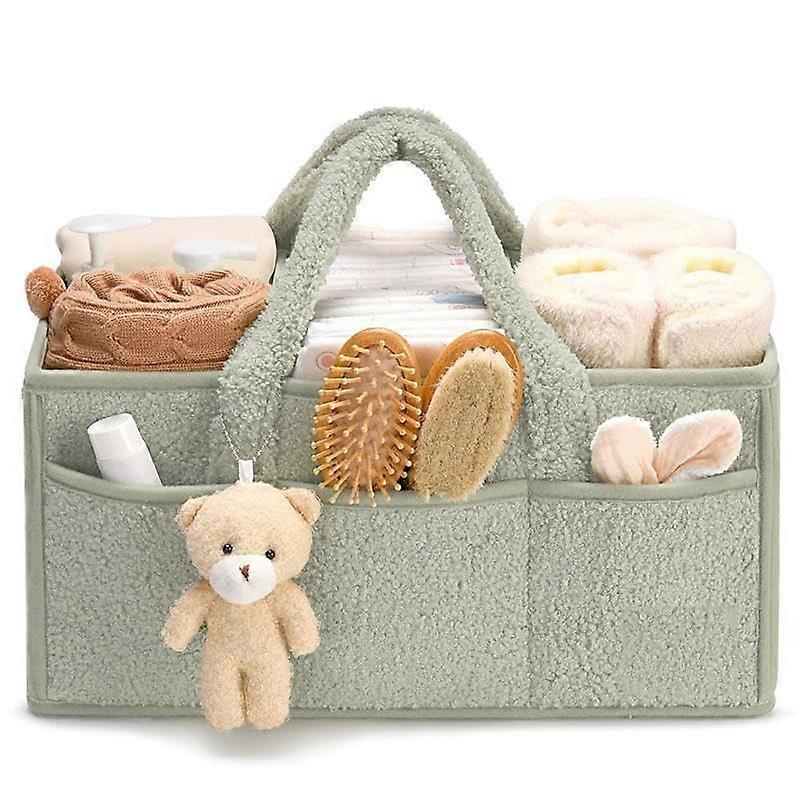 Baby Nappy Caddy Organiser Changing Basket With Storage Green For Newborns And Mums