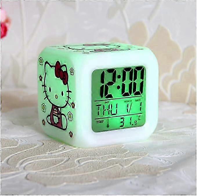 for Hello Kitty Alarm Clock w/ Soothing Glow LED Lights And Thermometer Luminous Small Alarm Clock Creative Cartoon Students with Alarm Clock Mute Sim