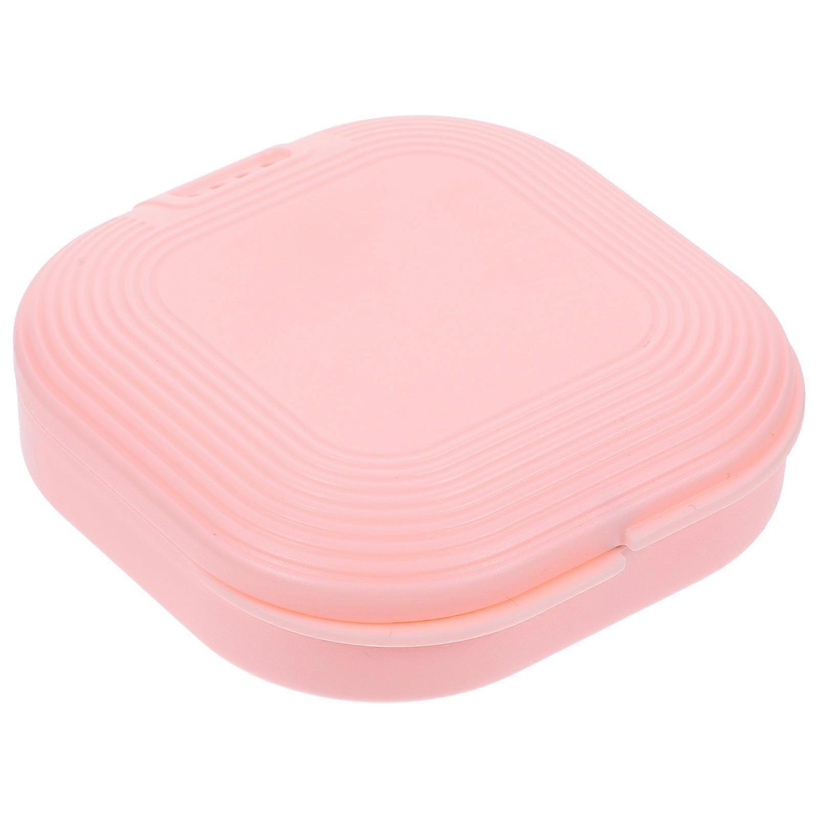 Pink Retainer Case Box for Durable 4Pcs Denture Protection
