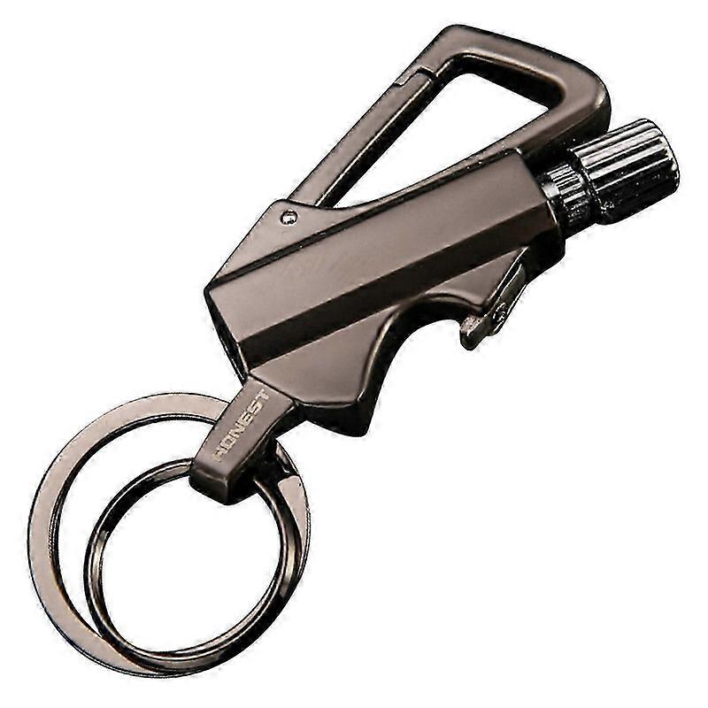 Flint lighter keychain for emergency use, matchstick fire starter with kerosene refill and bottle opener