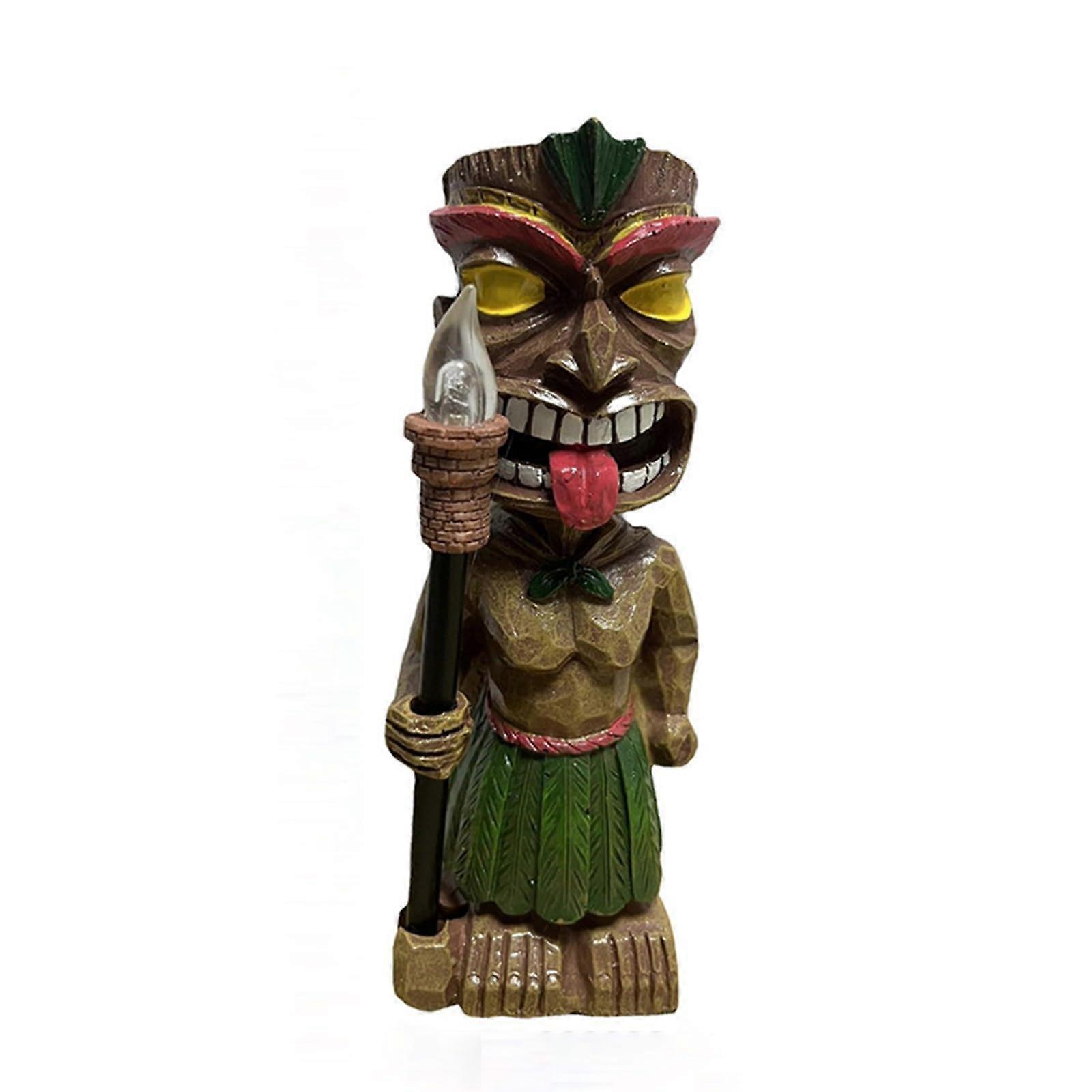 Solar Torch Outdoor Garden Figurine Ornament Lamp With Flickering Flame Effect, Coffee Color, 14.5 Cm Height