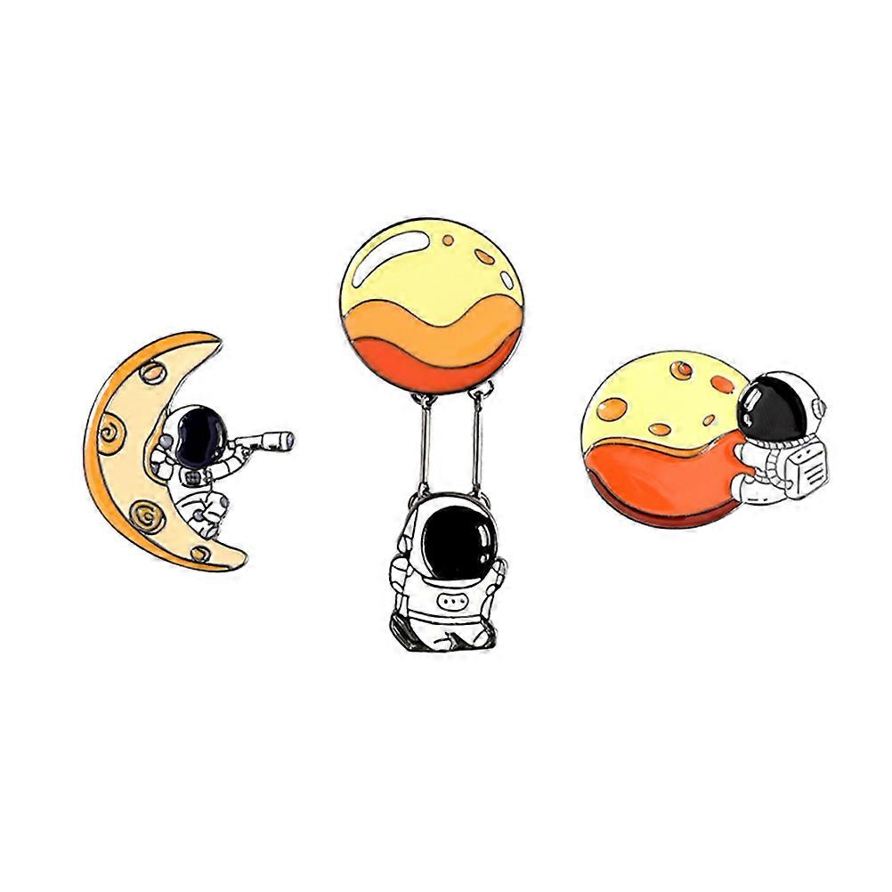 Kawaii Astronaut Brooch Set for Clothing 6Pcs Decorative Alloy Pins