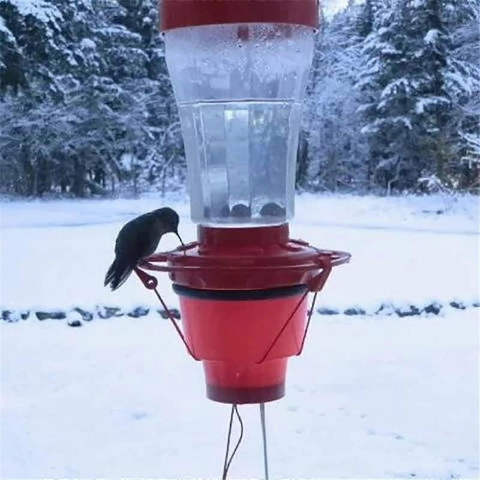 Heated Hummingbird Feeder for Outdoors, Heater Warms Feed in Freezing Weather, Attaches to Bottom, Compatible with Most Feeders (Red)