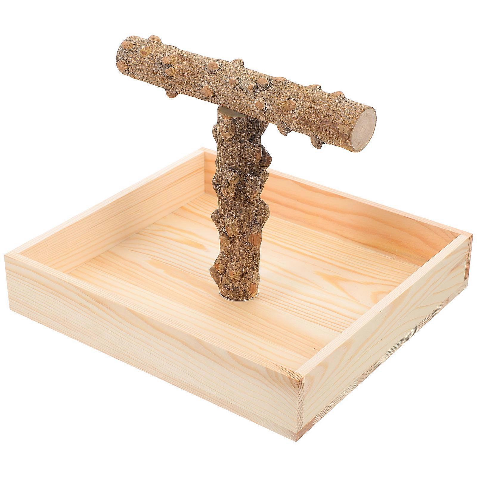 T-Shape Bird Perch Stand 2Pcs For Parrots And Parakeets Exploration Indoor Use Durable Wooden