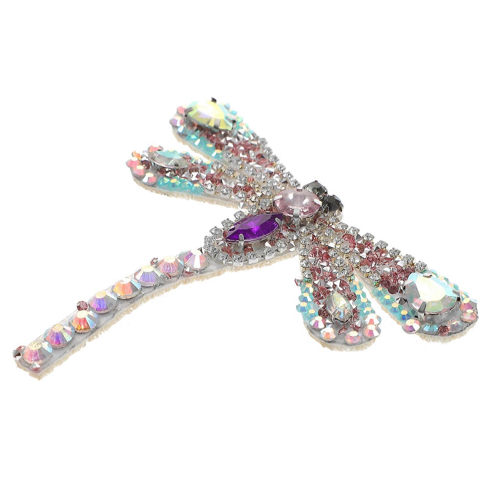 Rhinestone Patch Pink Dragonfly Iron on Applique for DIY 3Pcs Accessories