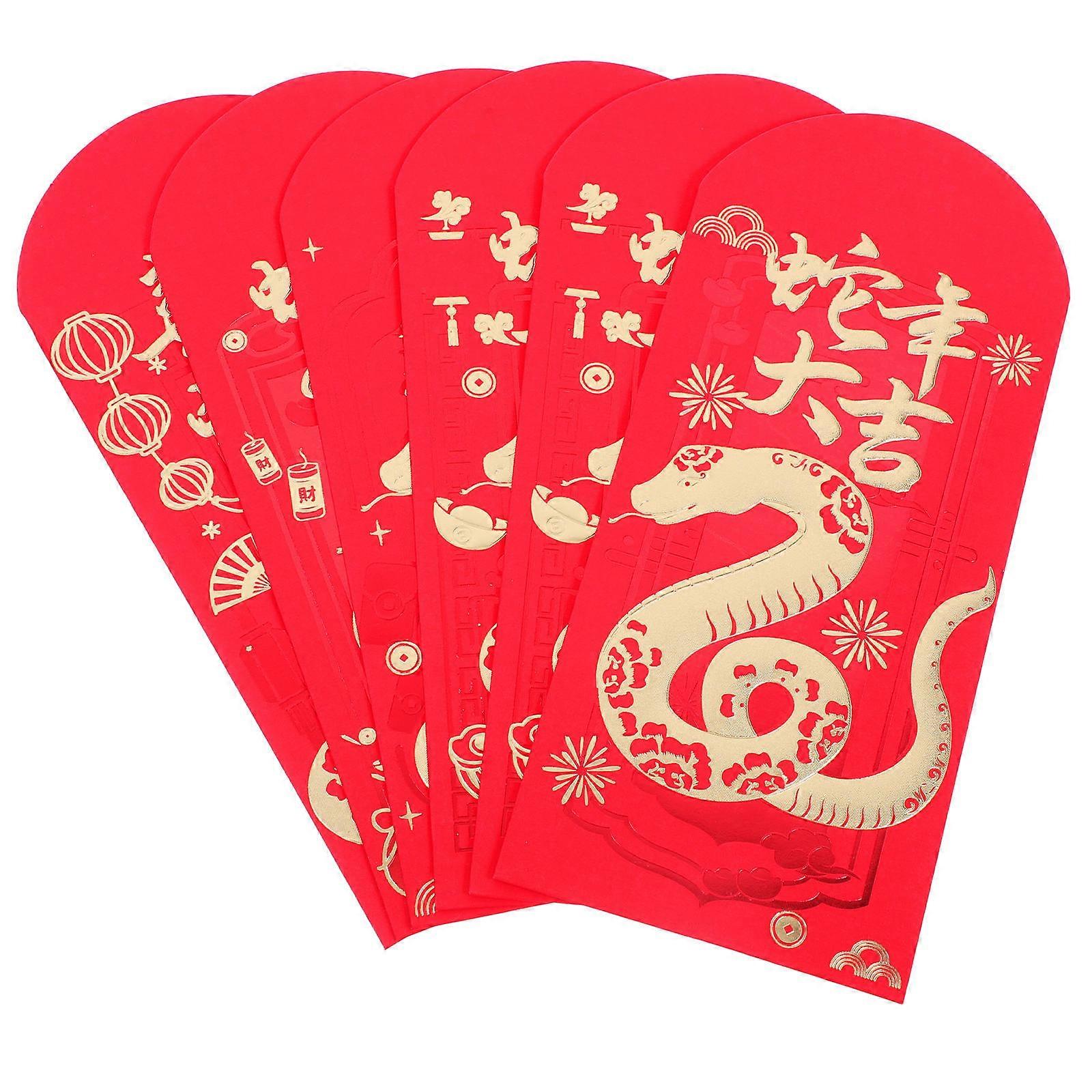 Traditional Red Envelopes 90 Pcs Chinese New Year Red Packets Express Blessings Rectangular Design For Snake Year