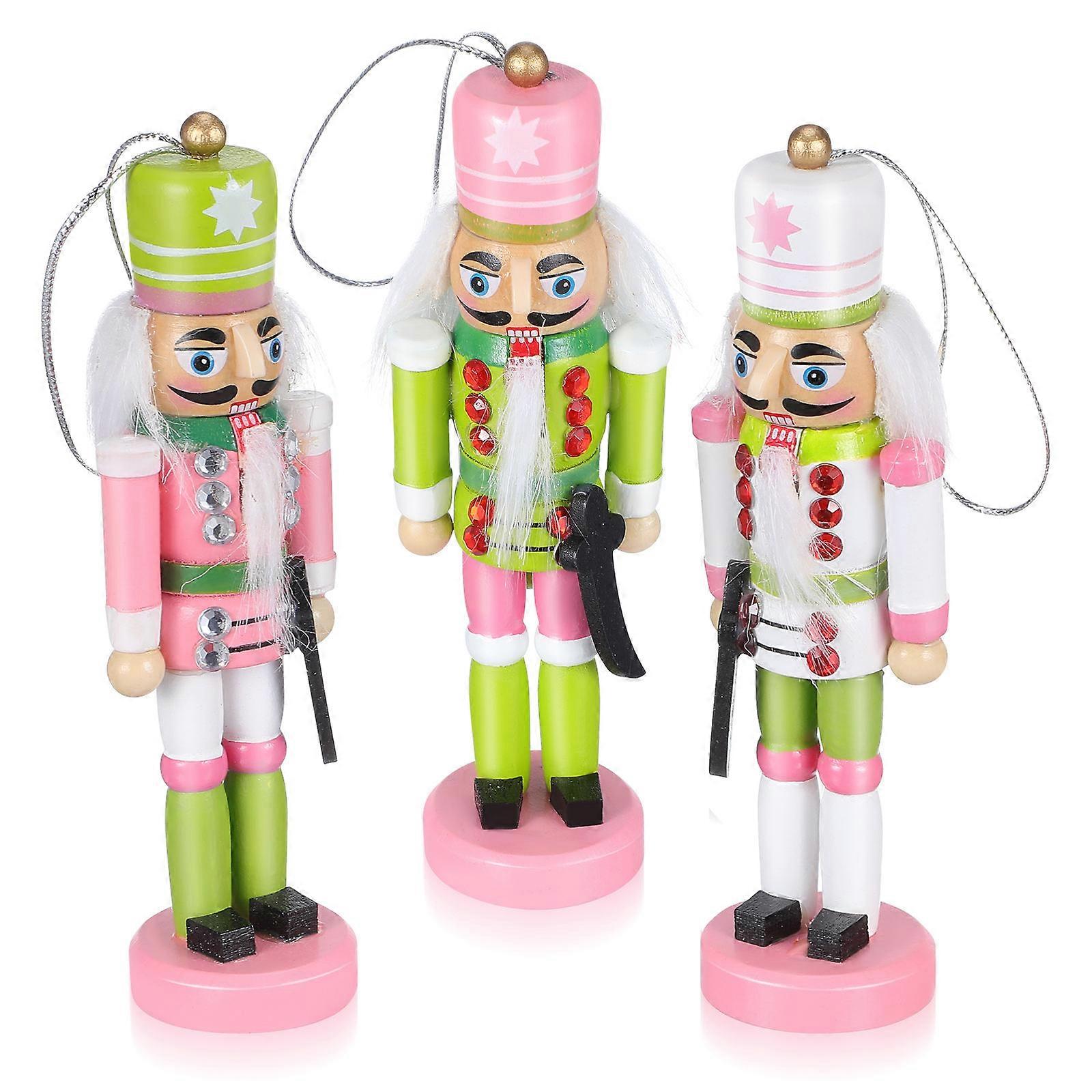 Nutcracker Figurine Set 3Pcs Christmas Decorations For Family Gatherings And Office Displays 5.3X1.4X1.4In Unique Handcrafted Design