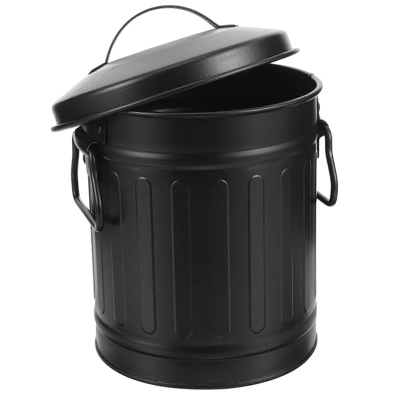 Black Desktop Trash Bin Bucket Shaped for Litter with 3Pcs Set