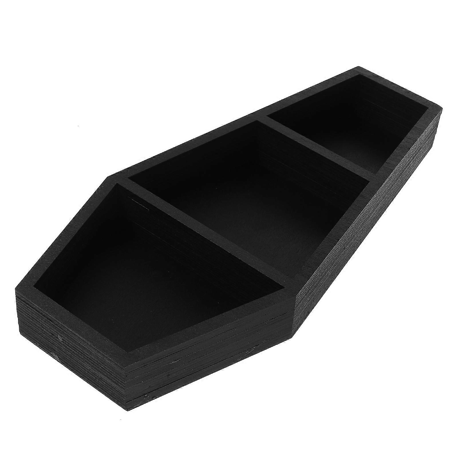 Coffin Shelf Wooden Storage Rack for Home 4Pcs Gothic Decor Organizer