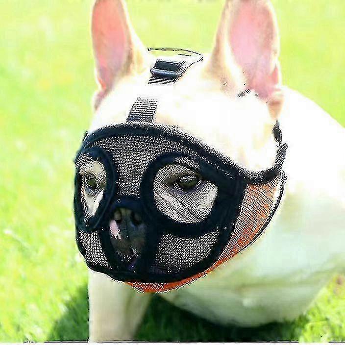 2025 Dog Muzzle With Short Snout Adjustable Breathable Mesh Muzzle For English French Bulldogs Anti-bite Chewing