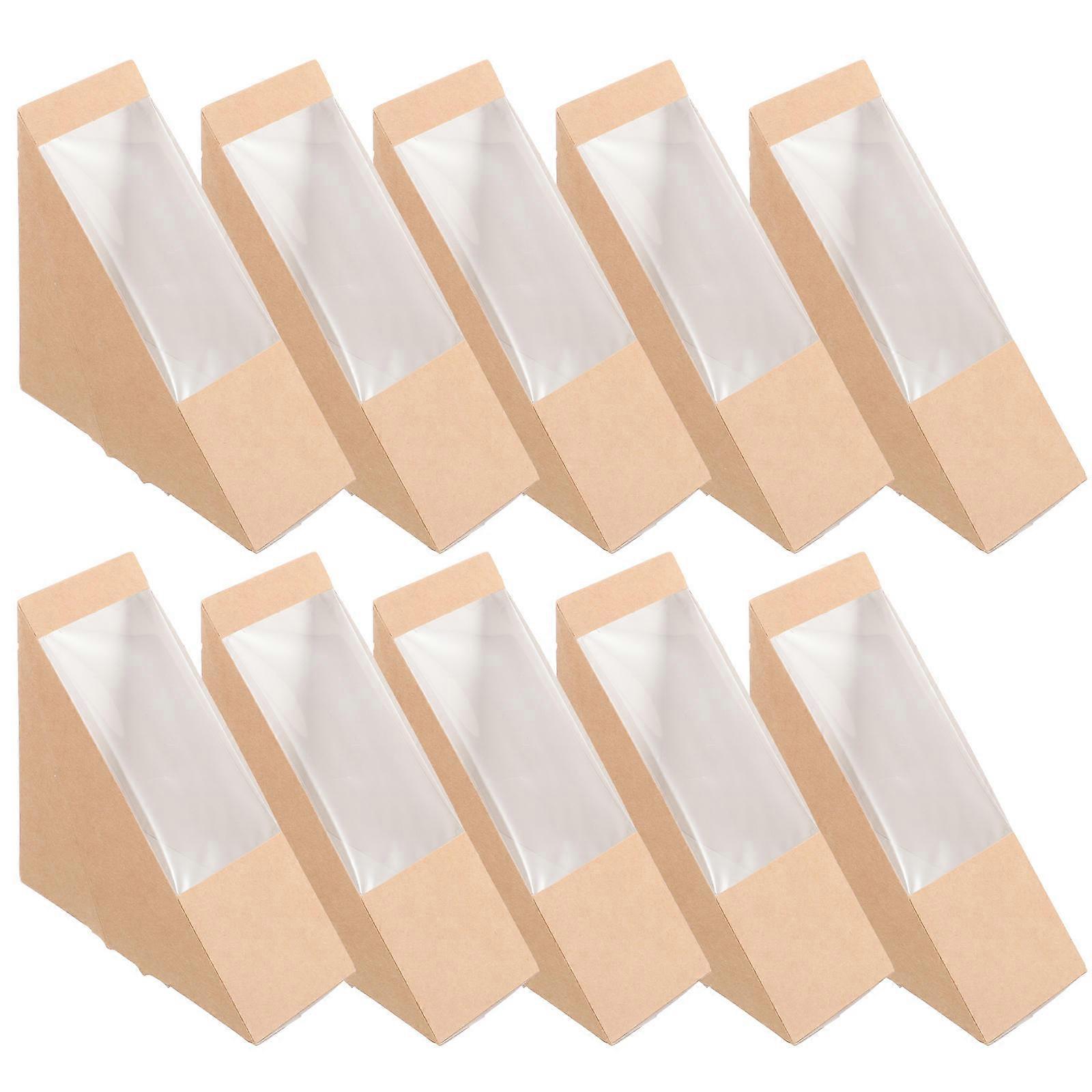 Triangle Pastry Packaging Boxes 50Pcs With Window For Parties Picnics And Home Use Beige Durable Food Storage