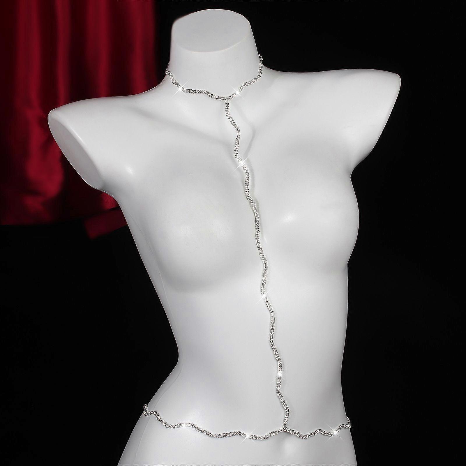 Corrente de peito sexy com decote halter e strass irregular, venda imperdível