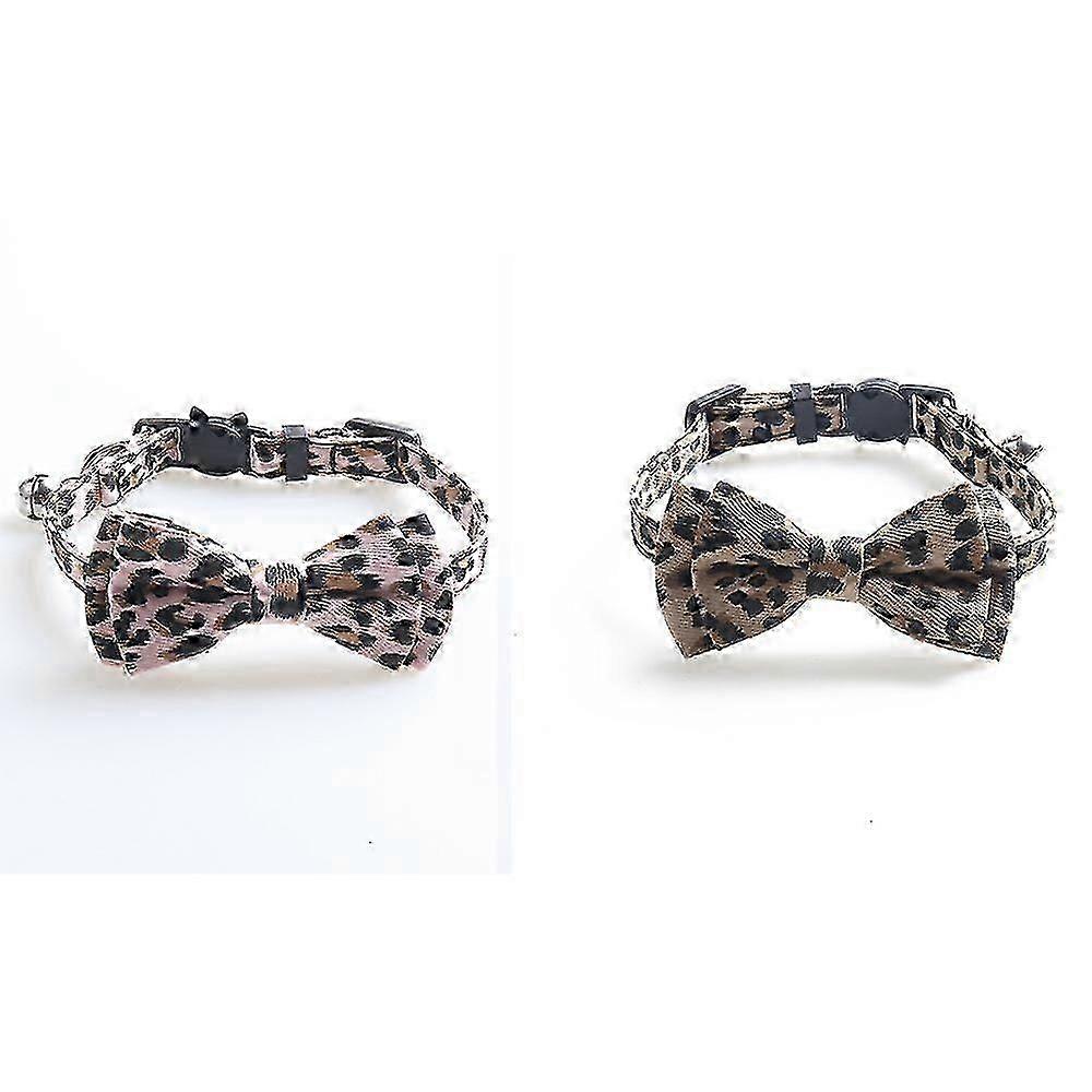 2025 Pet Festival Holiday Wear, Chic Cat Collars with Breakaway Buckle, Lightweight and Durable, Leopard Printing Style Included