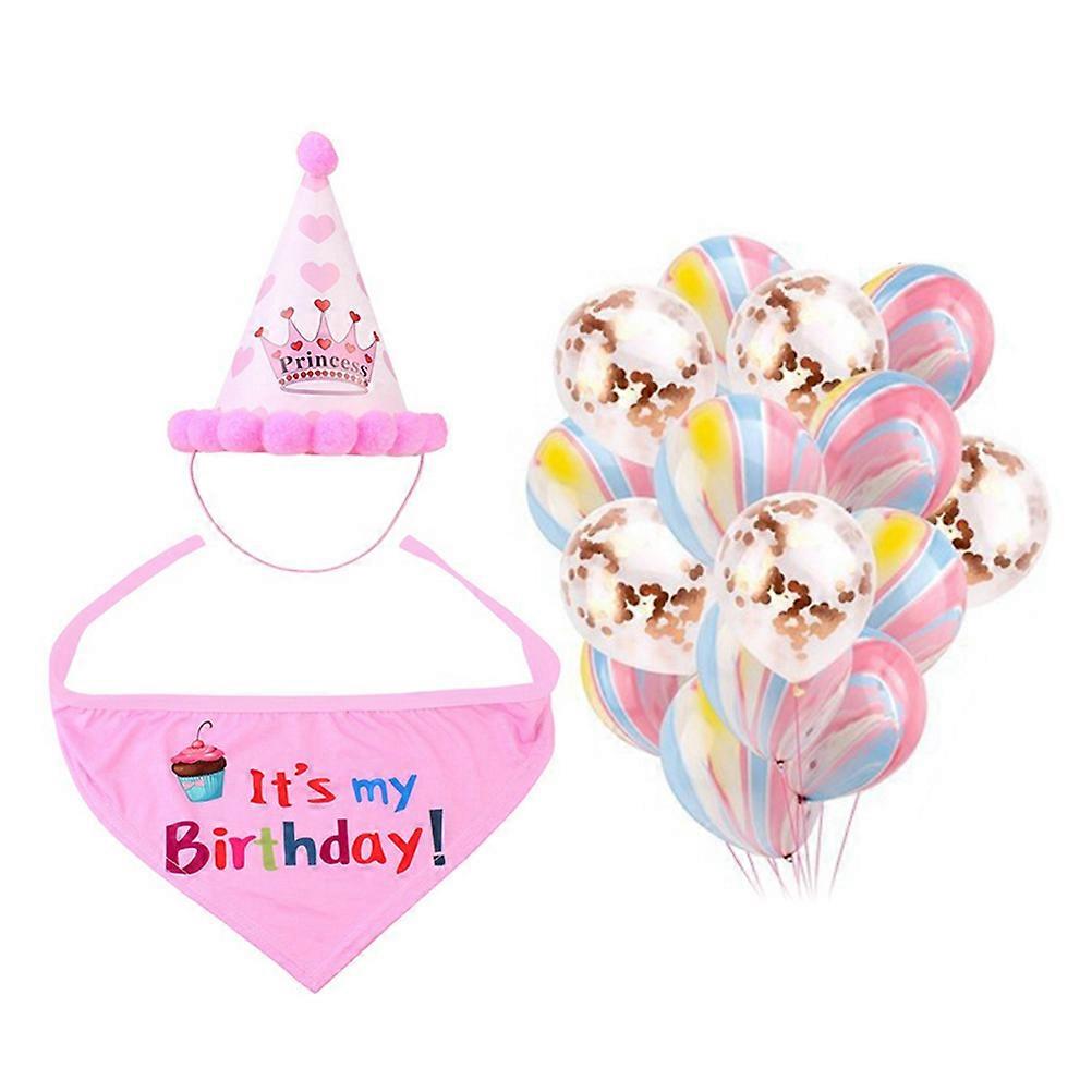Pet Birthday Accessory Set for 3Sets with Saliva Tissue and Latex Balloons
