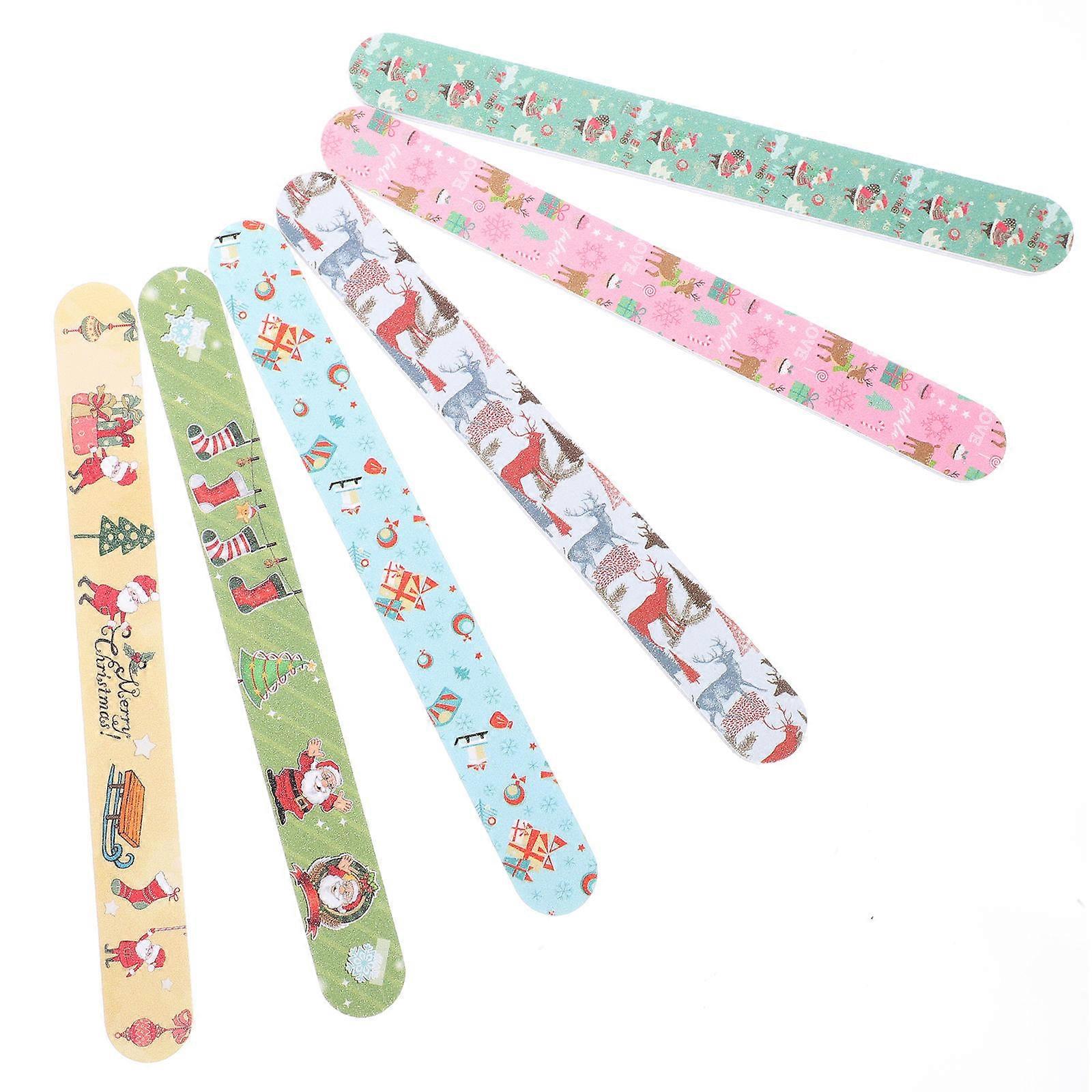 Nail File and Buffer Christmas Design Removing Glue for Nail Experts 12Pcs