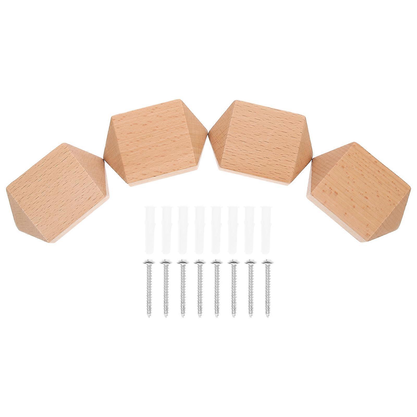 Wooden Hook Wall Hooks for Home Wardrobe 4Sets Wall Mounted Hooks