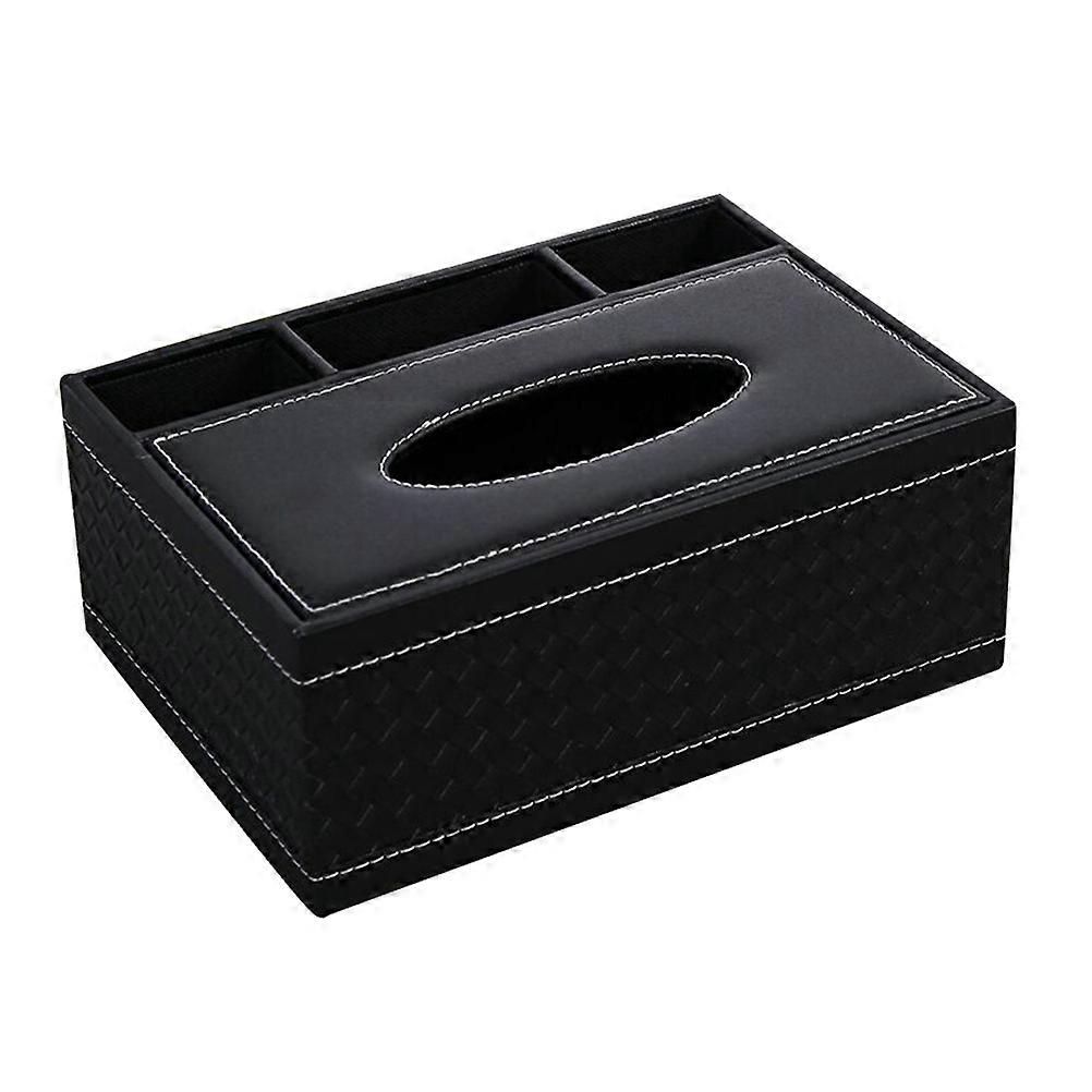 PU Desktop Organizer Holder for Holding Remote 3Pcs Black Box