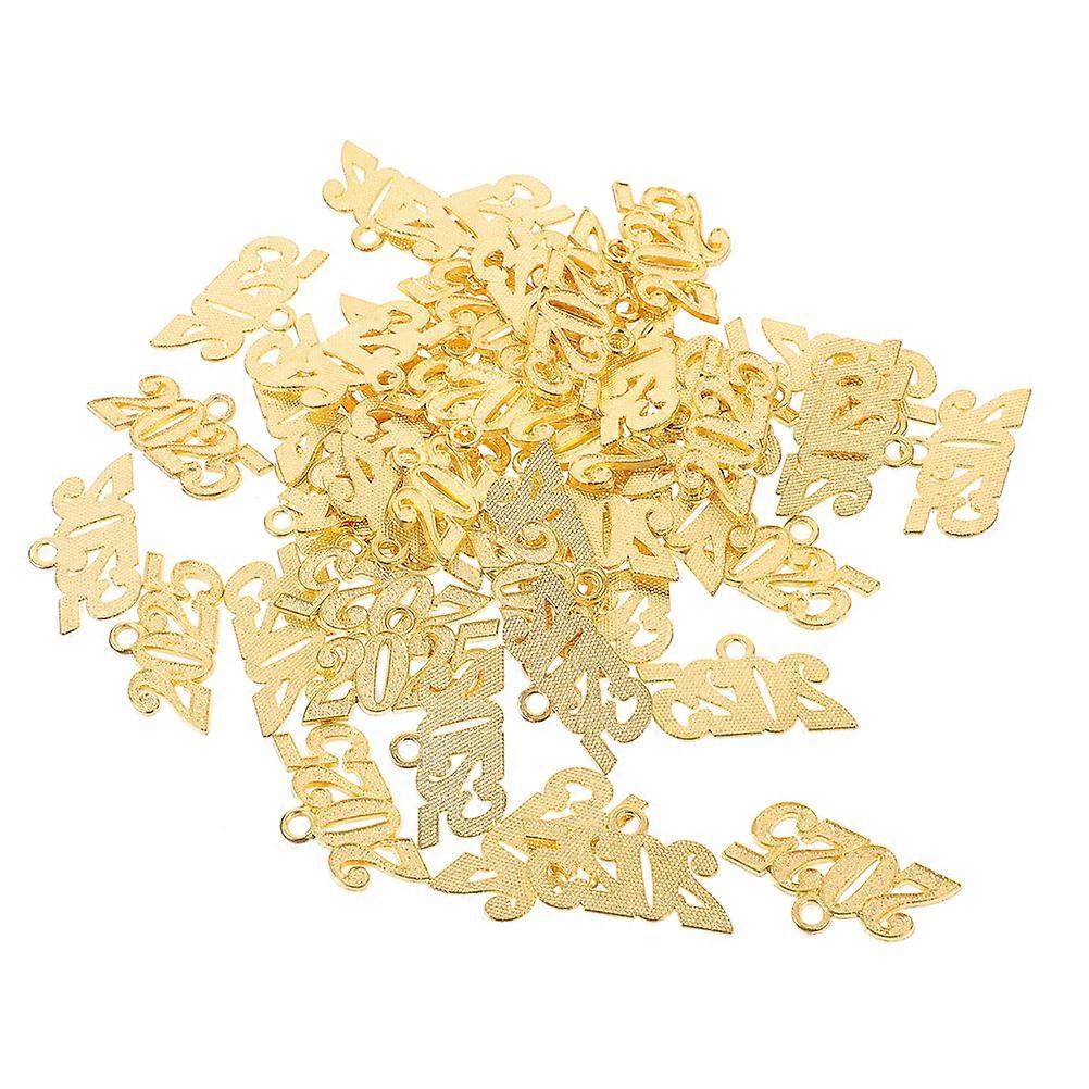 2025 New Year Charms for DIY Crafts and Memorable Jewelry Featuring Square Shape in Golden Color for Students and Classmates