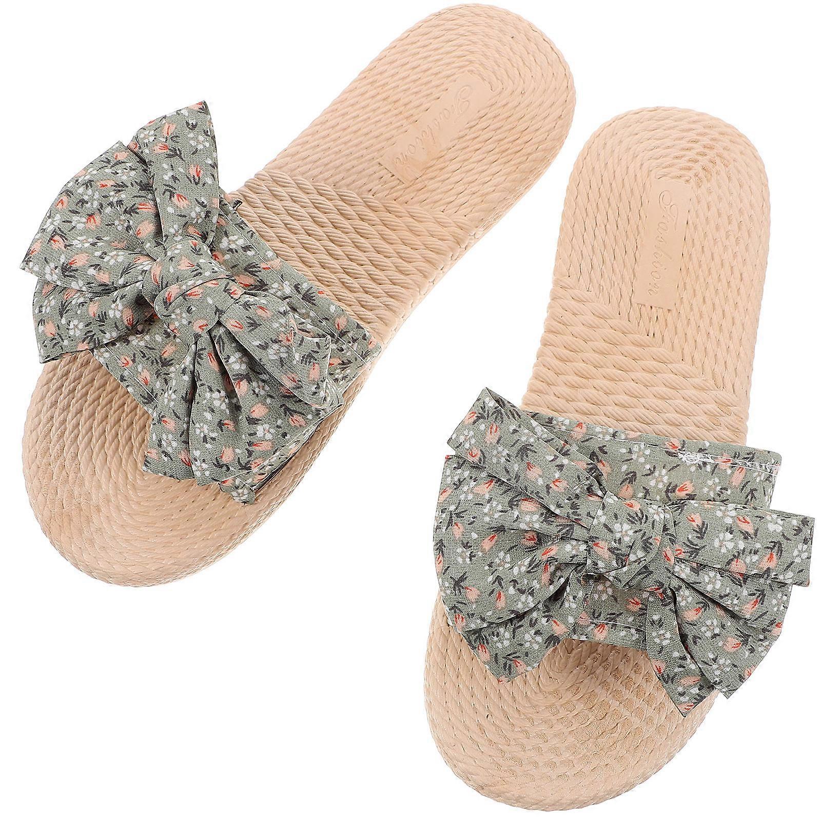 Green Bow Slipper Home Slippers for Indoor Use 4Pairs Stylish Shoes