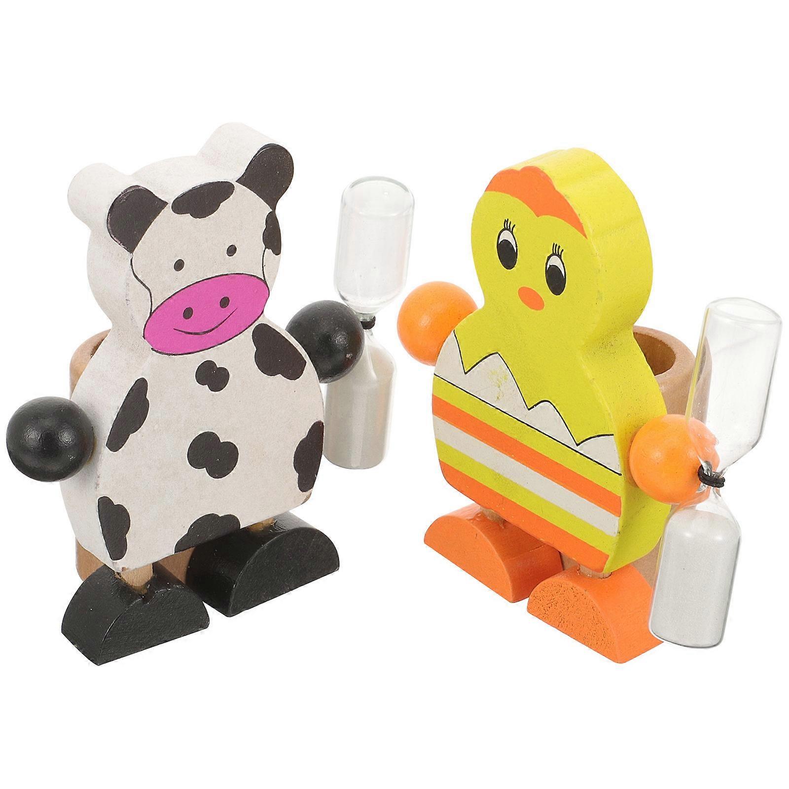 6Pcs Kids Hourglass Toothbrush Timer for Timing Wooden Assorted