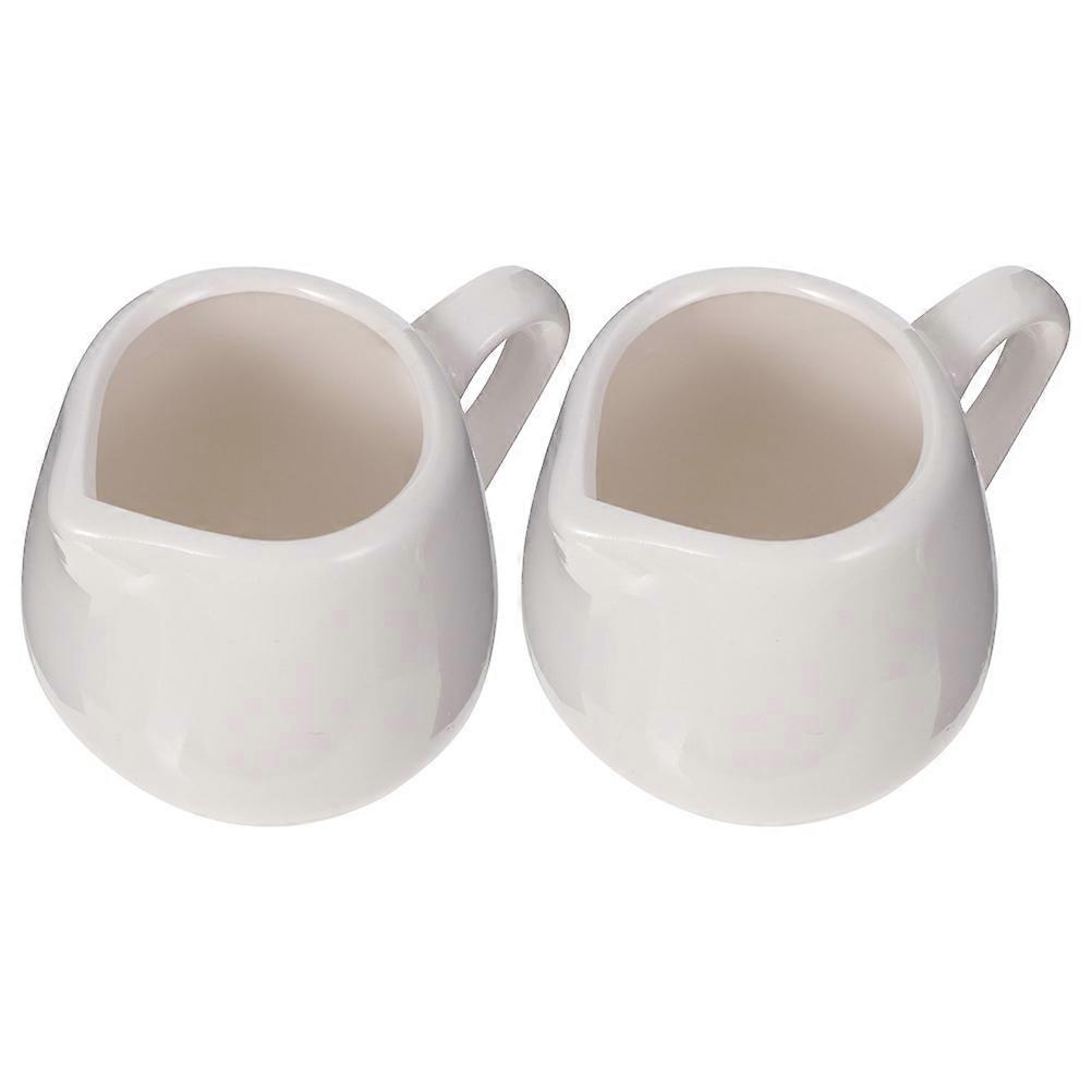 Ceramic Mini Milk Jug for Kitchen Sauce Serving 4Pcs White Creamer Set