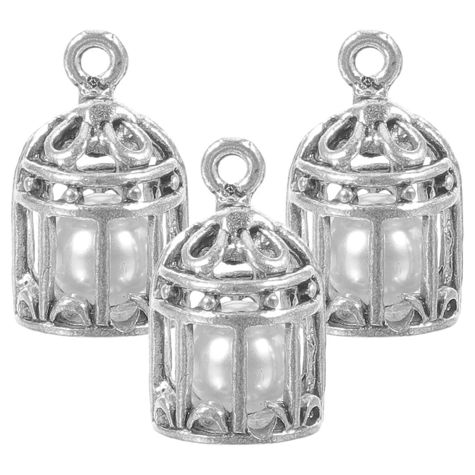 Essential Oils Making Charm Locket Pendant 9Pcs Pearl Bead Cage Silver
