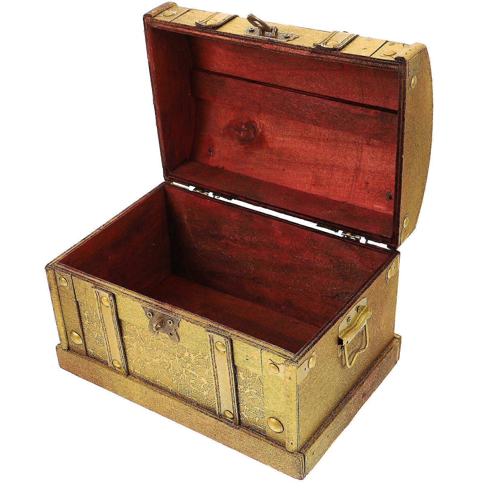 Wooden Vintage Box for Keepsake 2Pcs Treasure Chest with Lock Pack
