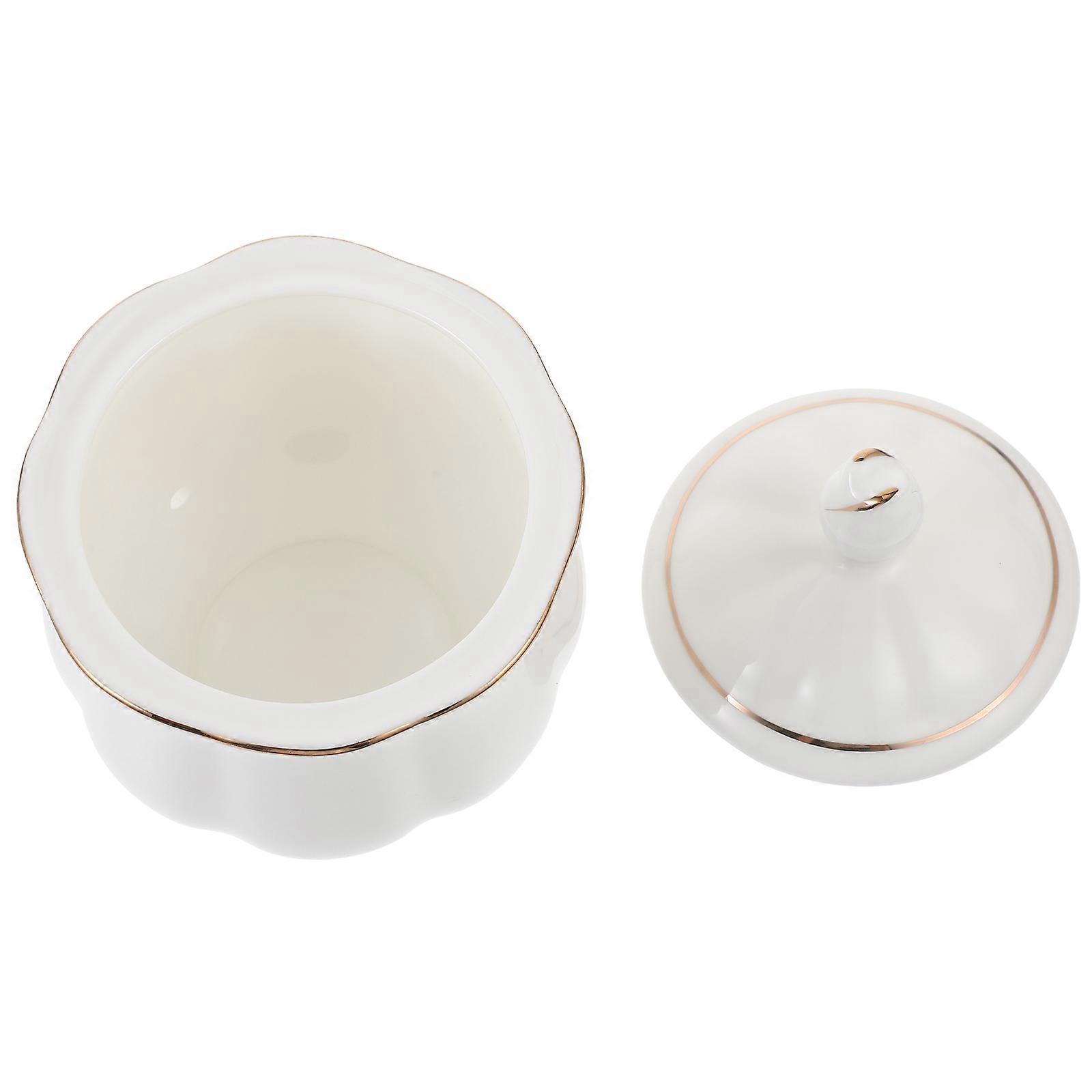 5Pcs Simple Style Ceramic Sugar Container With Lid For Coffee Shop Home Use 8X8X8CM
