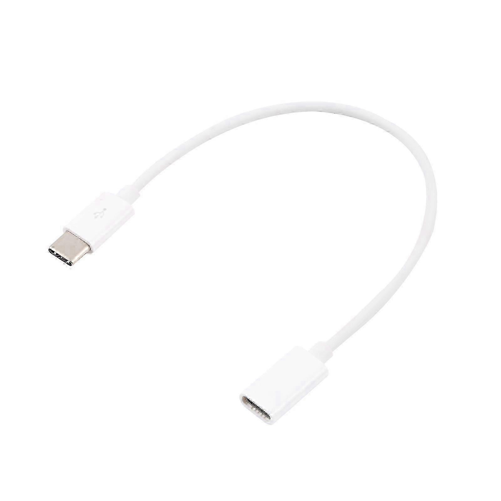 USB-C / Typ-C hane till Typ-C hona förlängd kabel, längd: 20cm (vit)