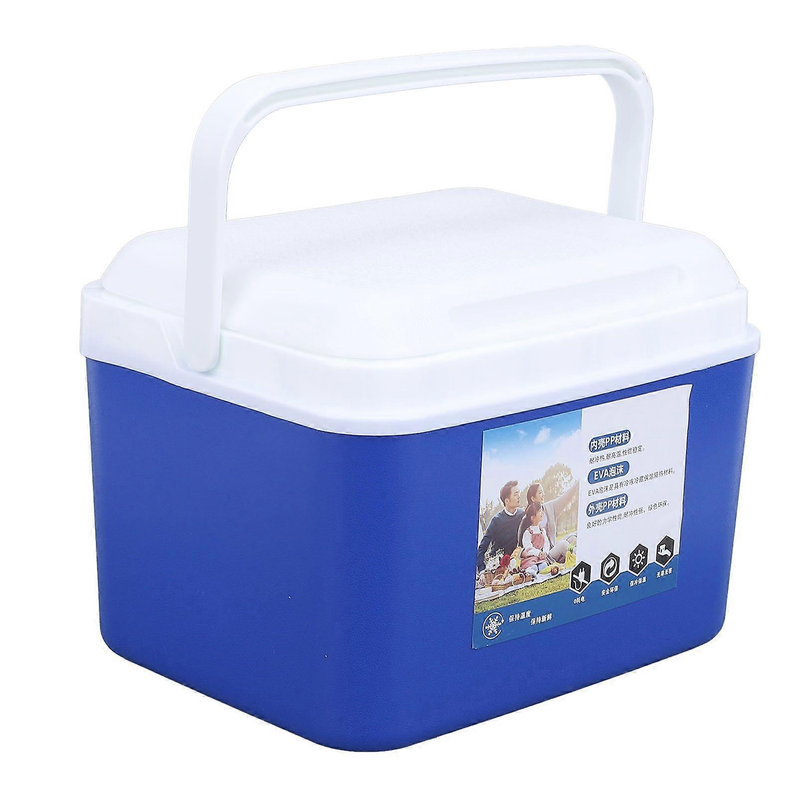 5L Portable Cooler Box Large Capacity Multifunctional Keeps Food Freshness and Drink Cool Insulated Hard Cooler Case for Travel Car Blue