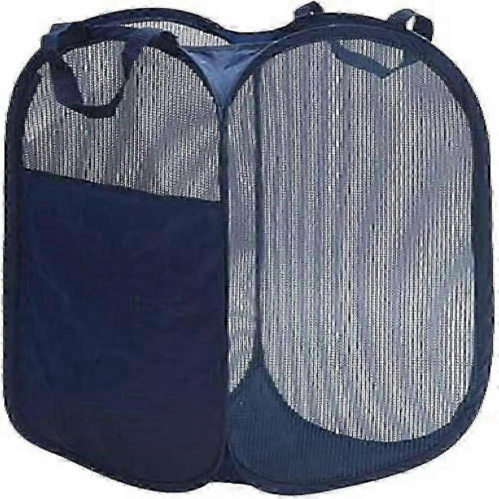 Pop-up Mesh Inklapbare Wasmand - Inklapbare Wasmand met Handvatten - Ruimtebesparende Wasmand - Marineblauw &Mijn