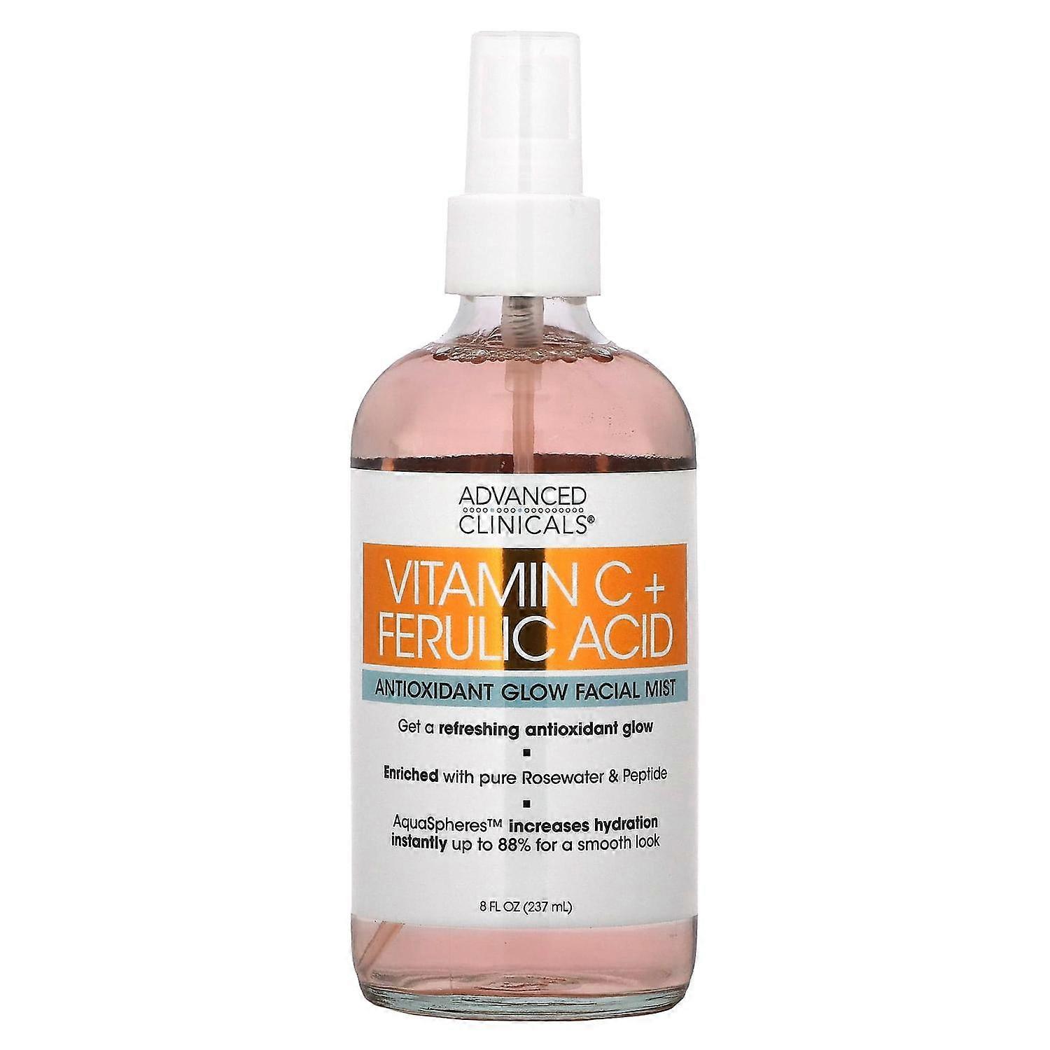 Advanced Clinicals, Vitamin C + Ferulic Acid, Antioxidant Glow Facial Mist, 8 fl oz (237 ml)