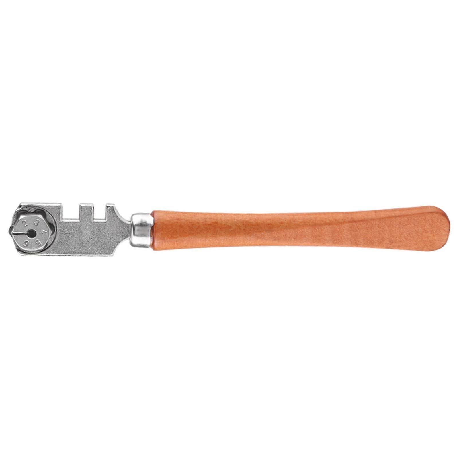 Glass Cutter 130mm SixWheel, WoodenHandle Professional Glass Cutter for Thick Glass Cutting, Precision and Efficiency