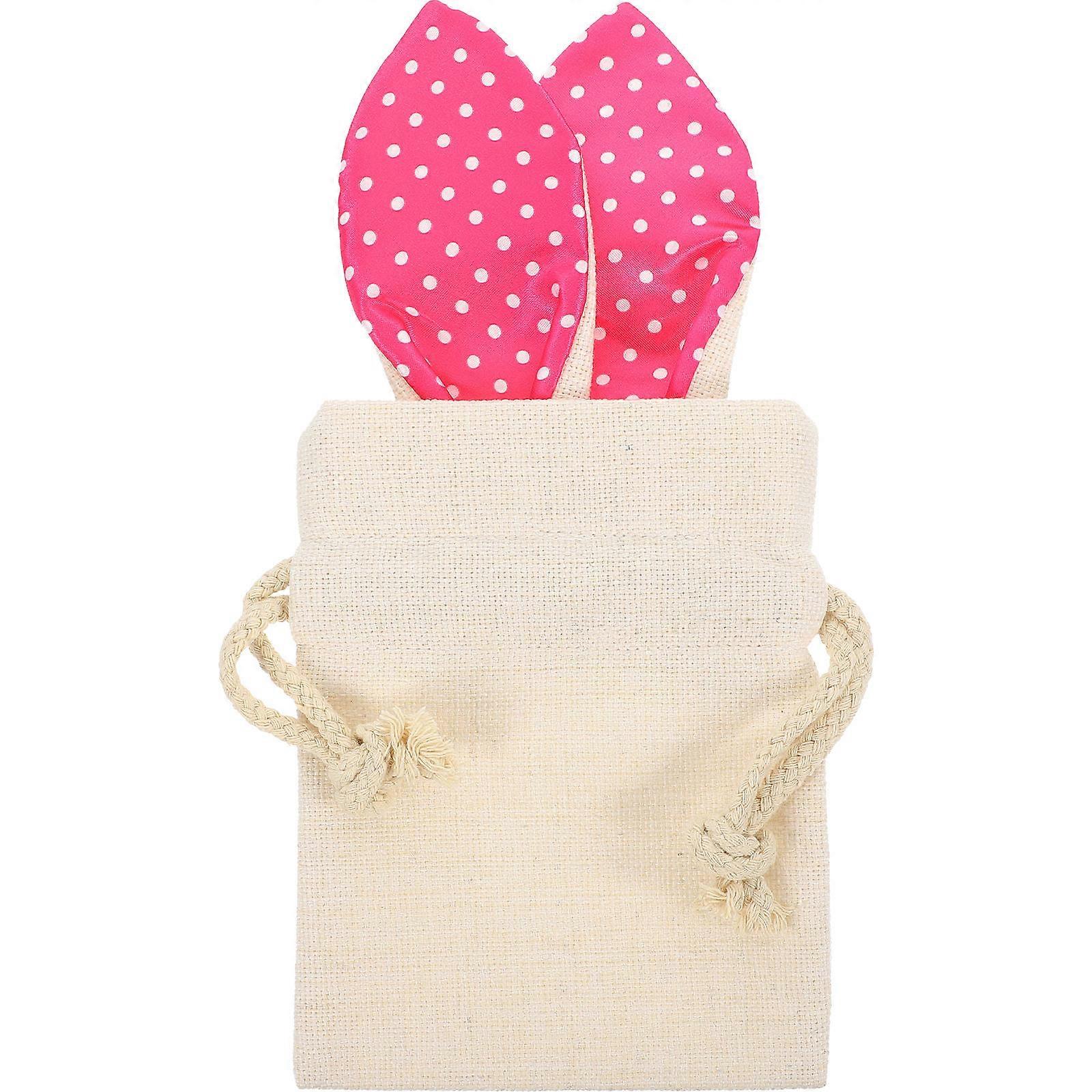 Bunny Bag Drawstring Rabbit Ear Snack Bag for Easter 4Pcs Red